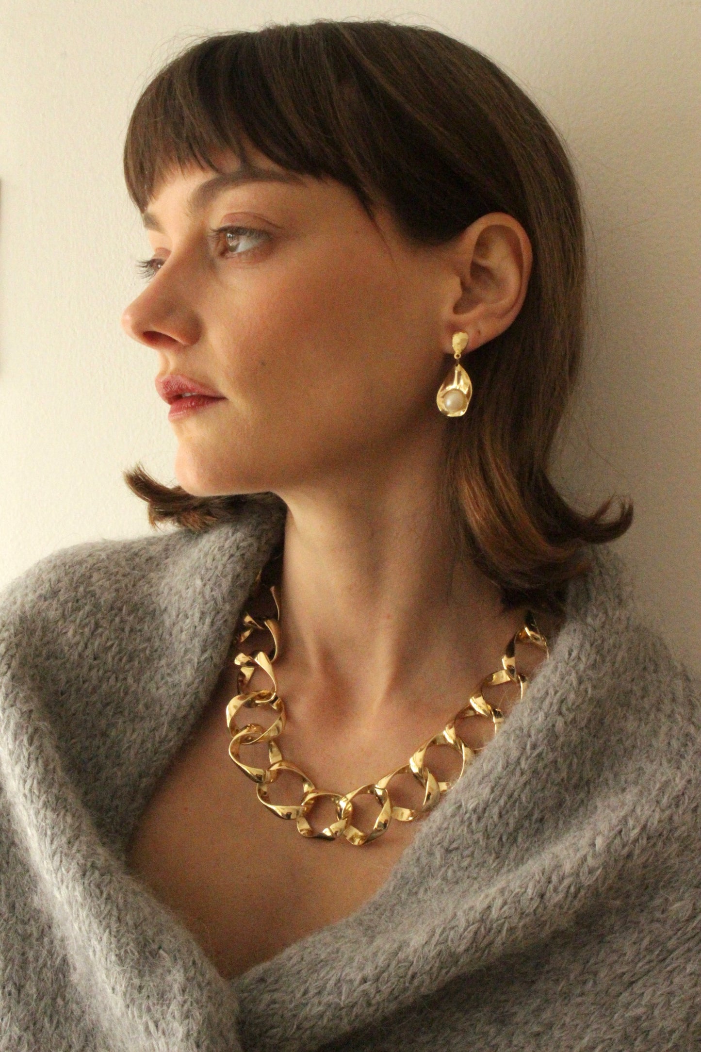 Vintage Gold-Set Faux Pearl Drop Earrings