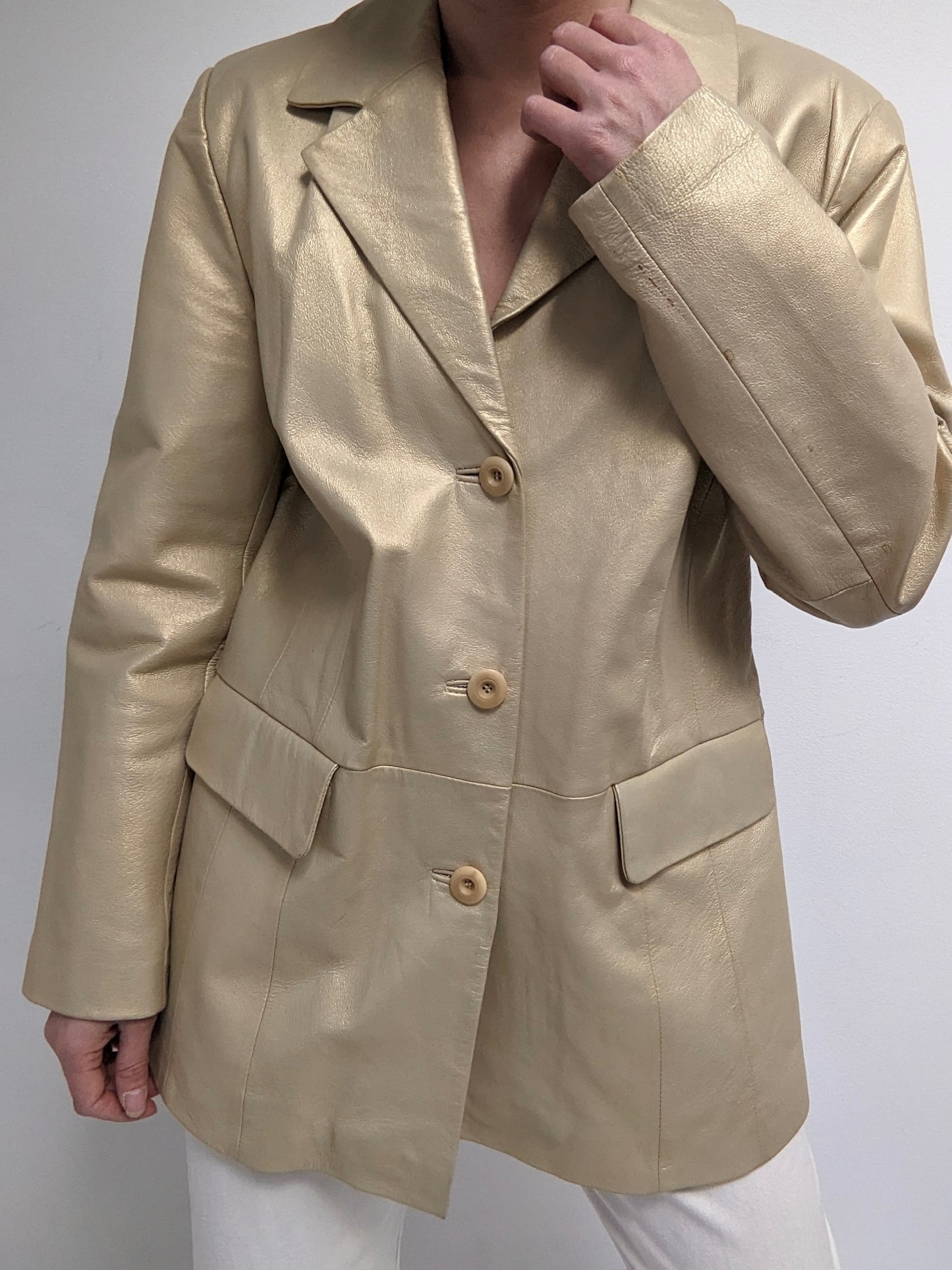Vintage Pale Gold Leather Jacket