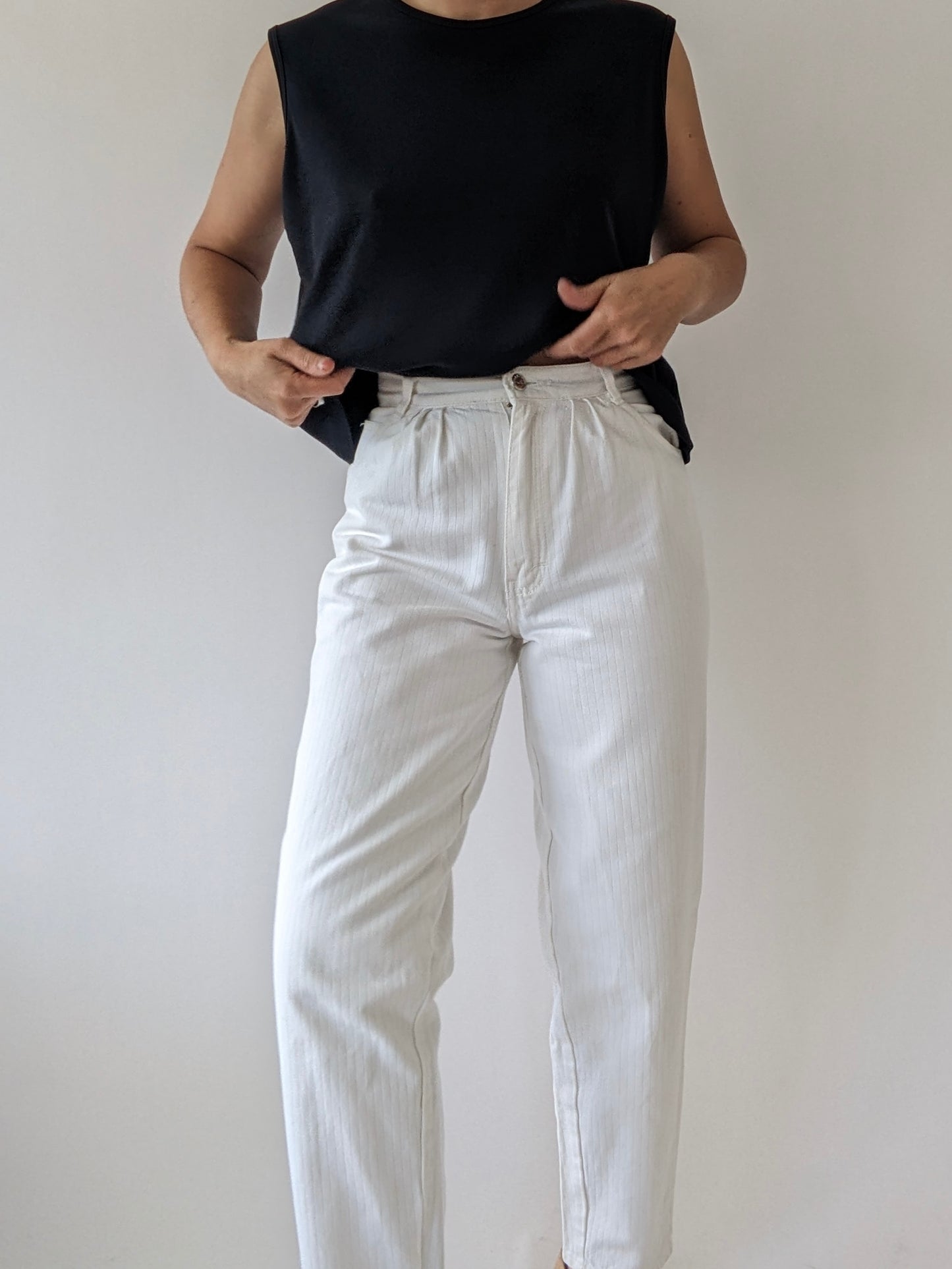 Vintage White Ribbed Denim