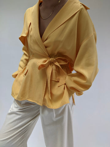 Lovely Vintage Lemon Silk Wrap Jacket