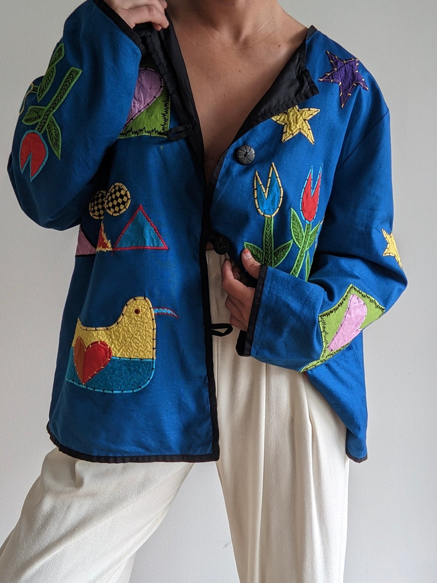 Vintage Whimsical Appliqué Rouleau Jacket