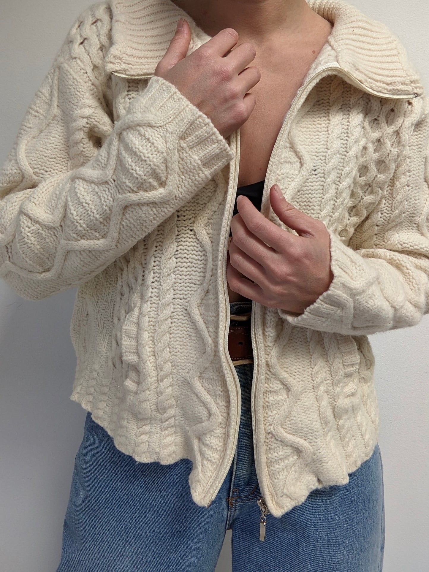 Vintage Irish Wool Zip Sweater