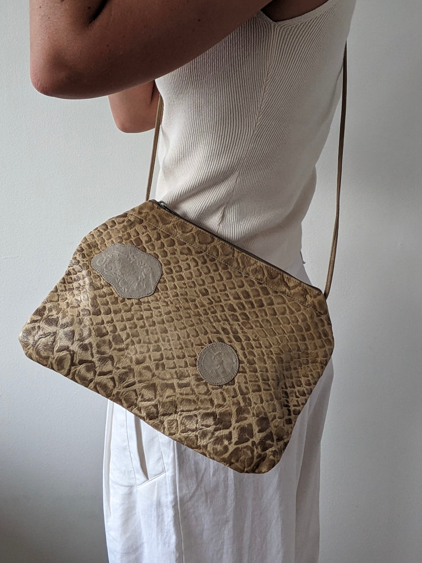 Vintage Carlos Falchi Embossed Leather Purse