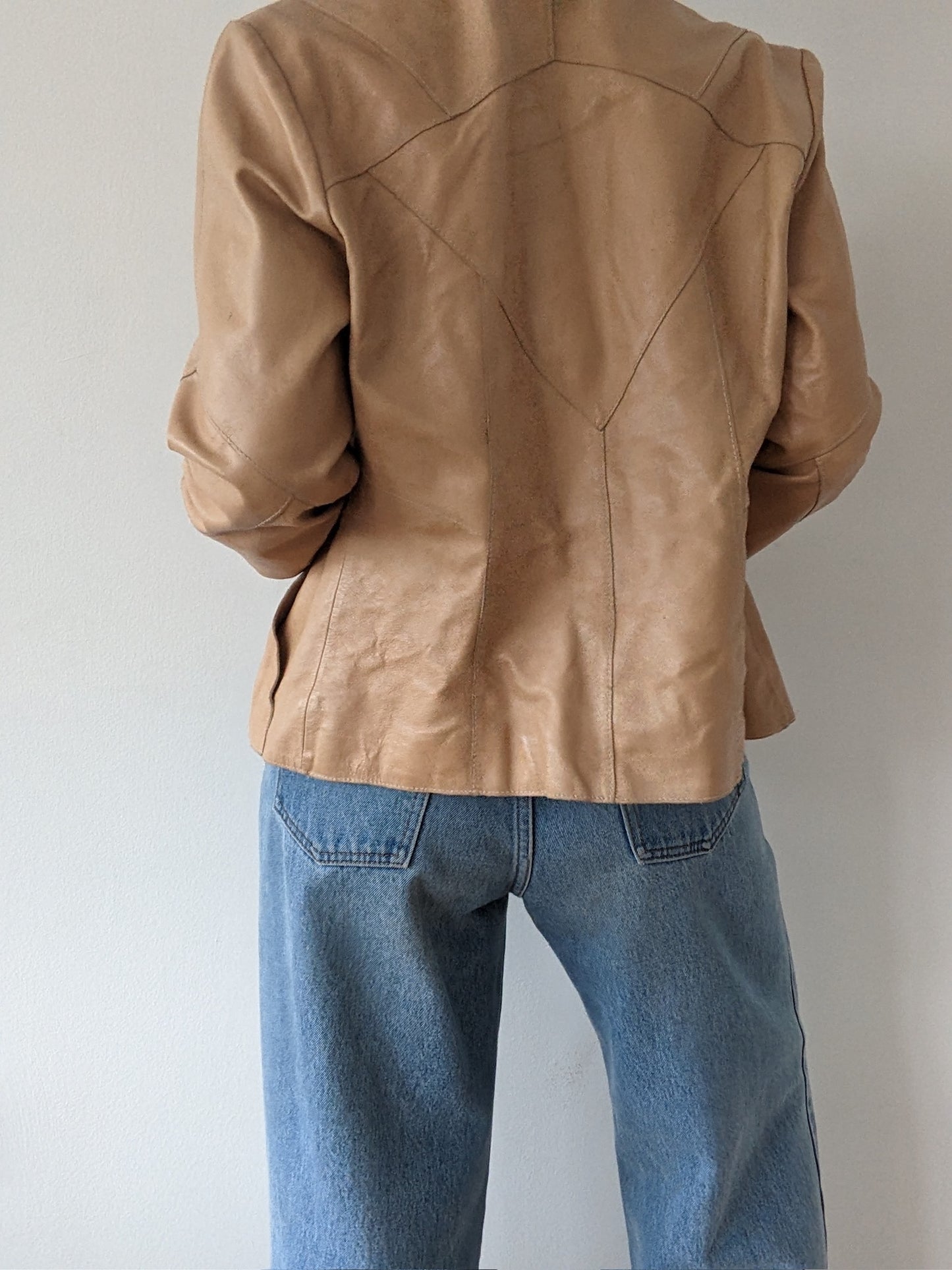 Incredible Vintage Butterscotch Pieced Leather Jacket