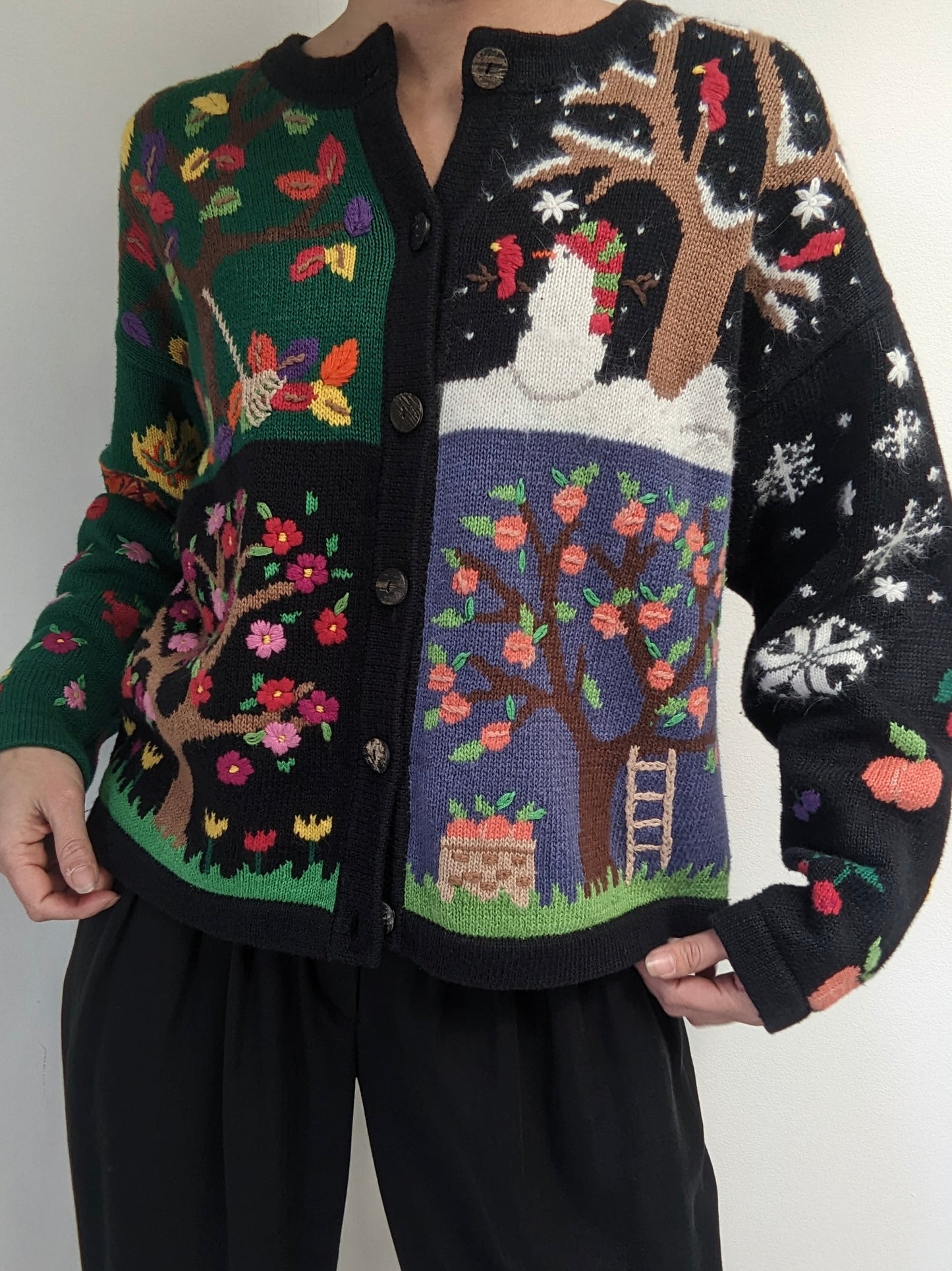 Amazing Vintage Embroidered Seasons Cardigan