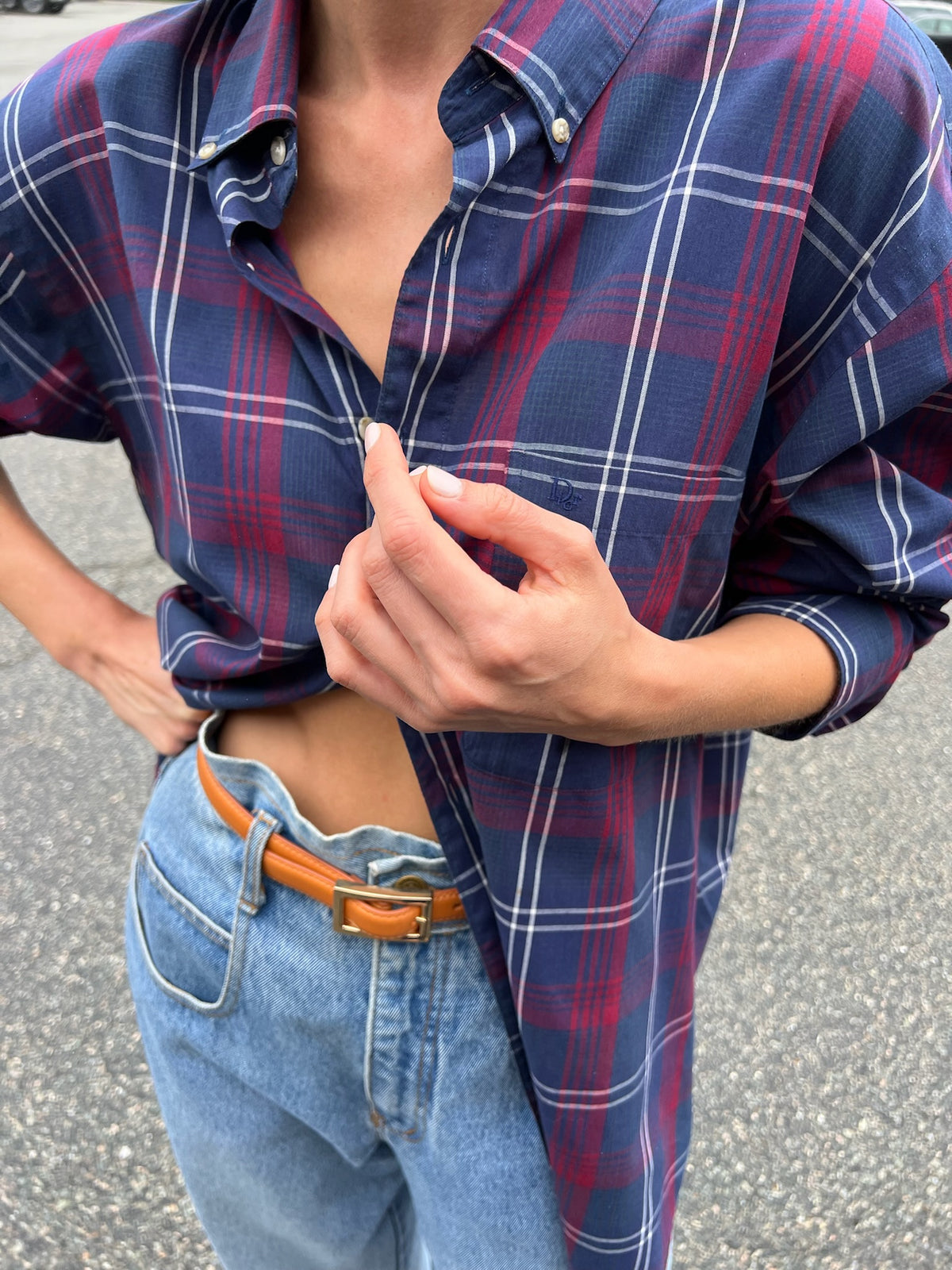 Vintage Embroidered Christian Dior Plaid Shirt