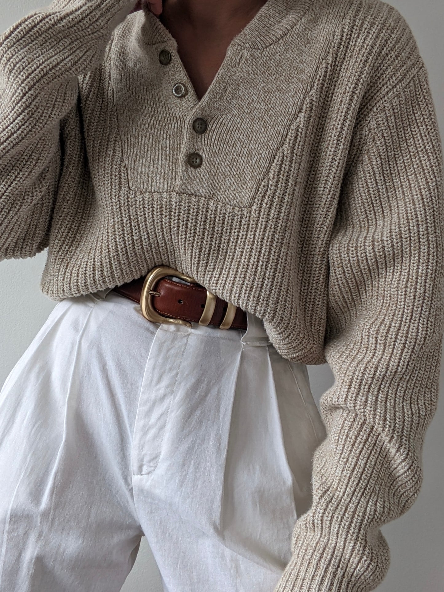 Vintage Oat Cotton Henley