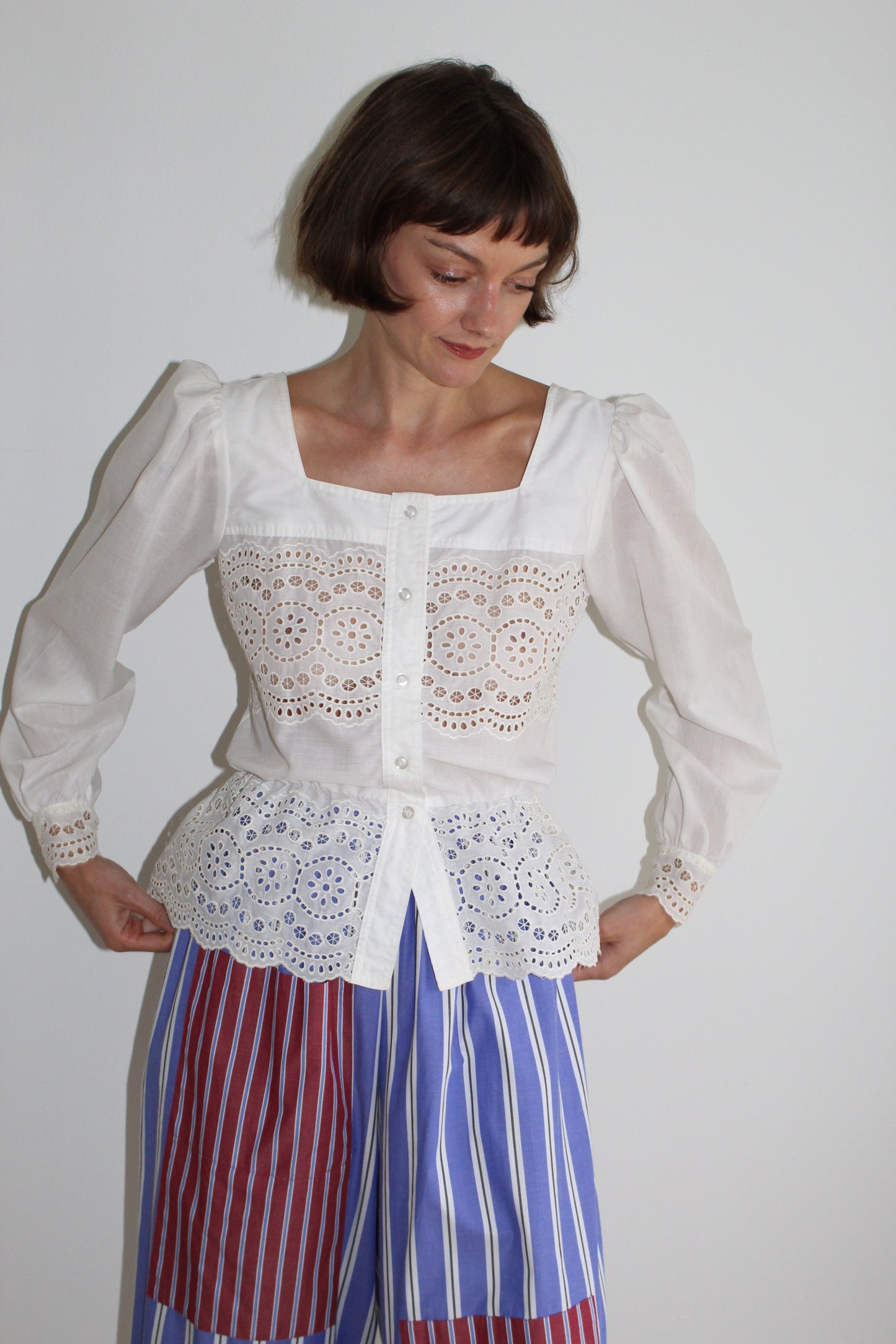Beautiful Vintage Ivory Eyelet Blouse