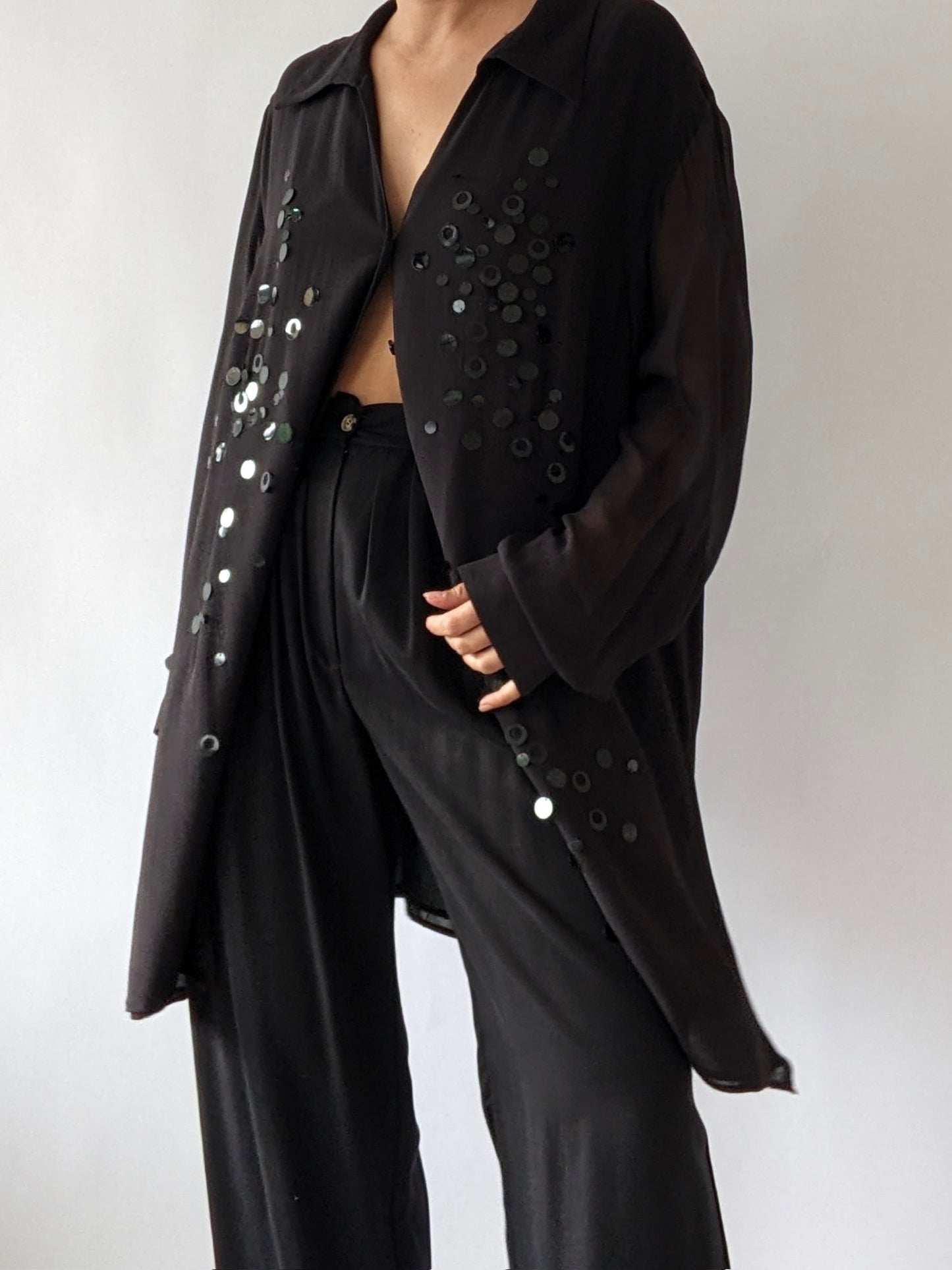 Vintage Sequined Sheer Silk Tunic