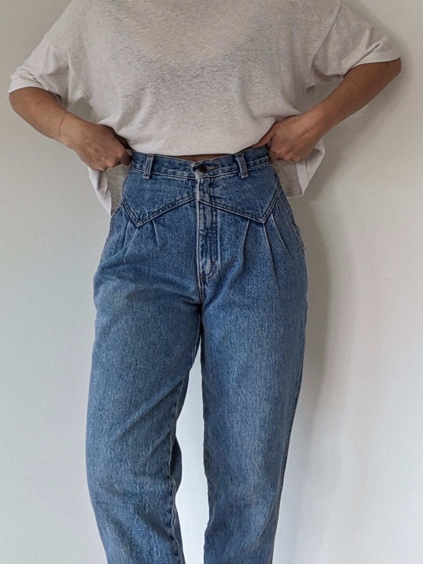 Vintage High-Rise Pleated Denim