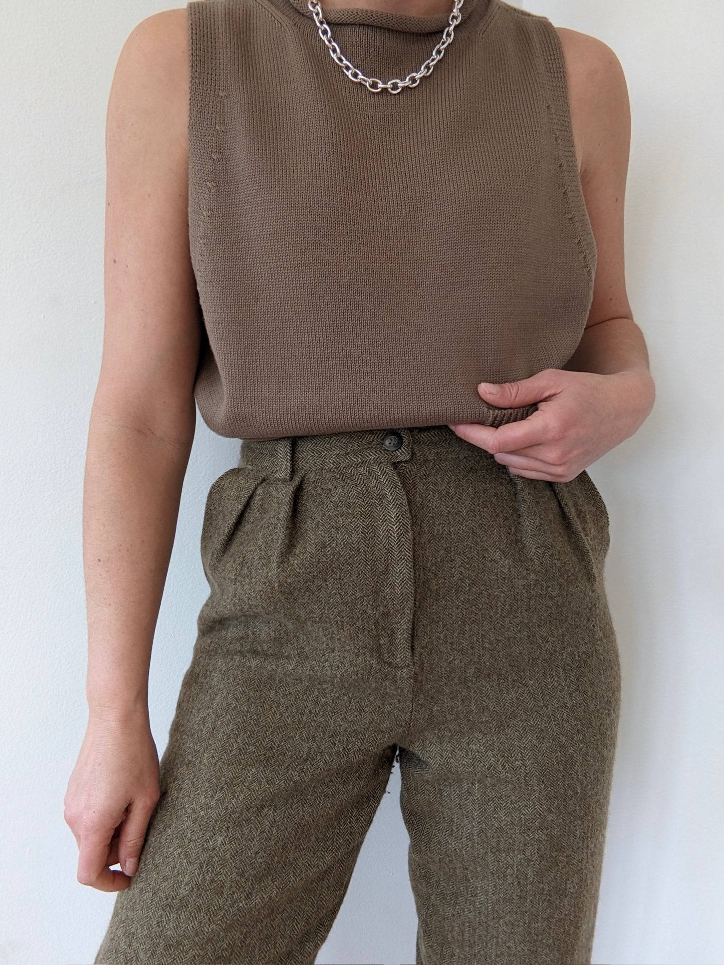 Vintage Wool & Alpaca Herringbone Trousers
