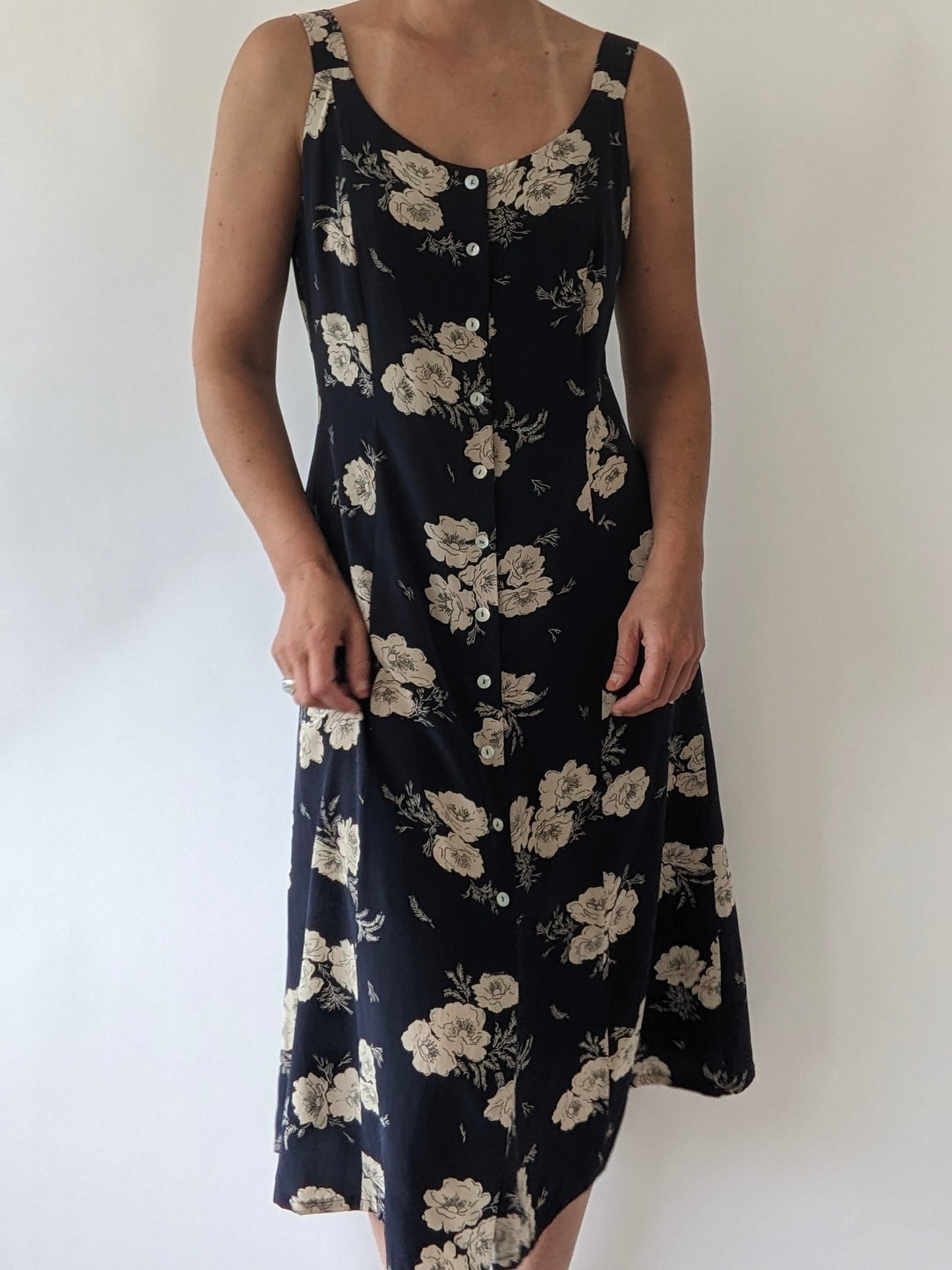 Vintage Floral Silk Dress