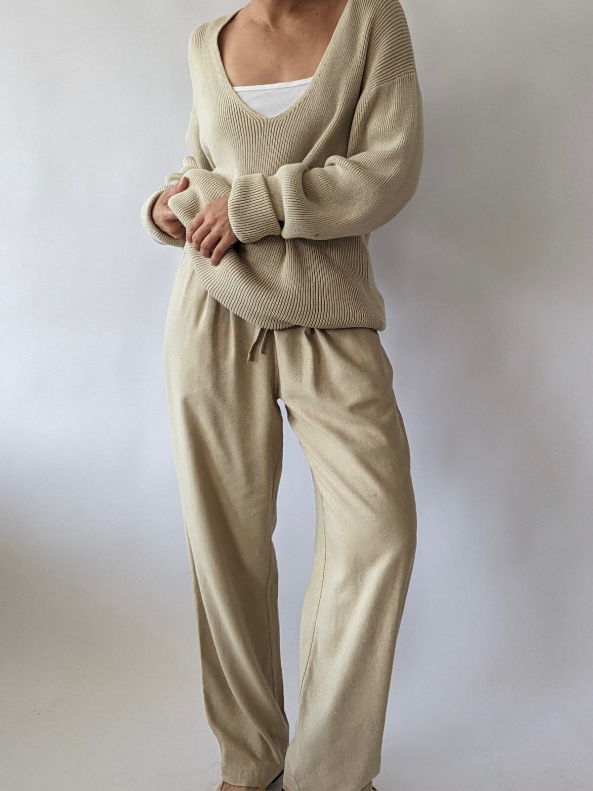 Vintage Wheat Raw Silk Leisure Pants