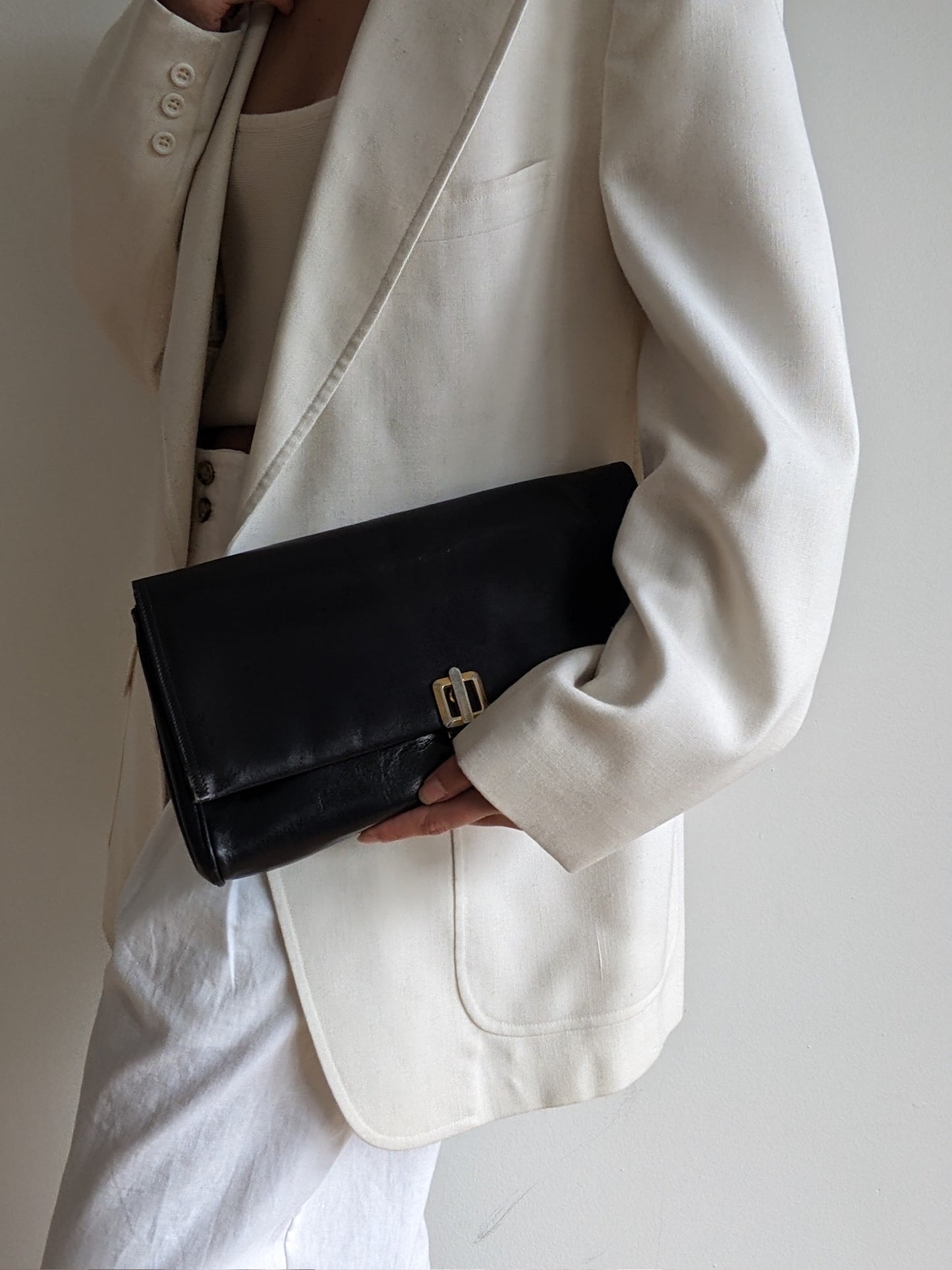 Vintage Italian Onyx Leather Clutch