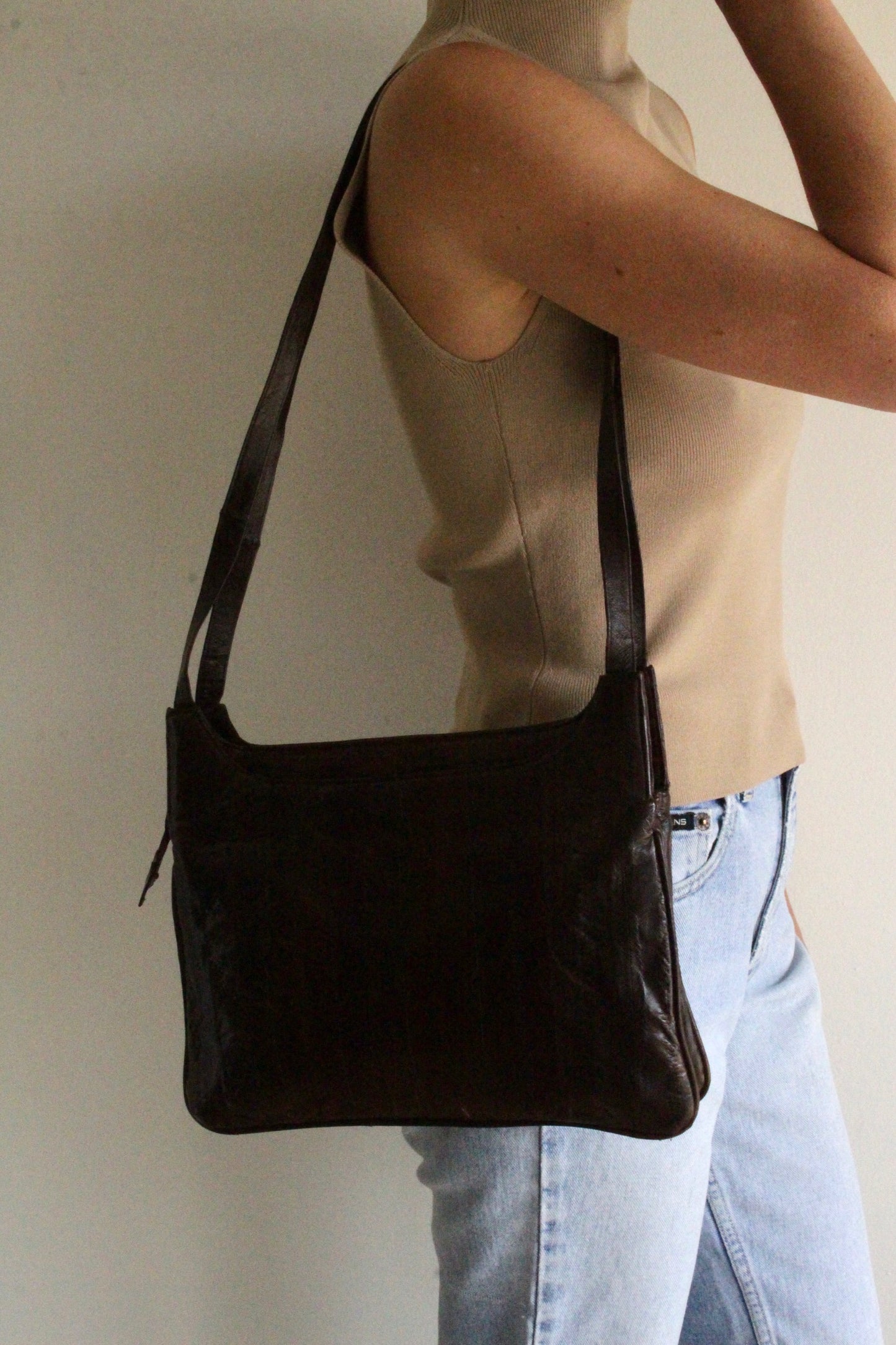 Amazing Vintage Tobacco Eelskin Leather Bag