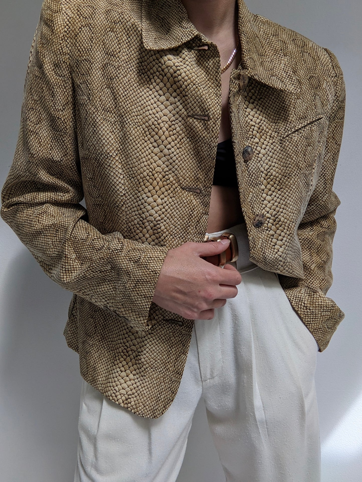 Vintage Snake Print Silk Jacket