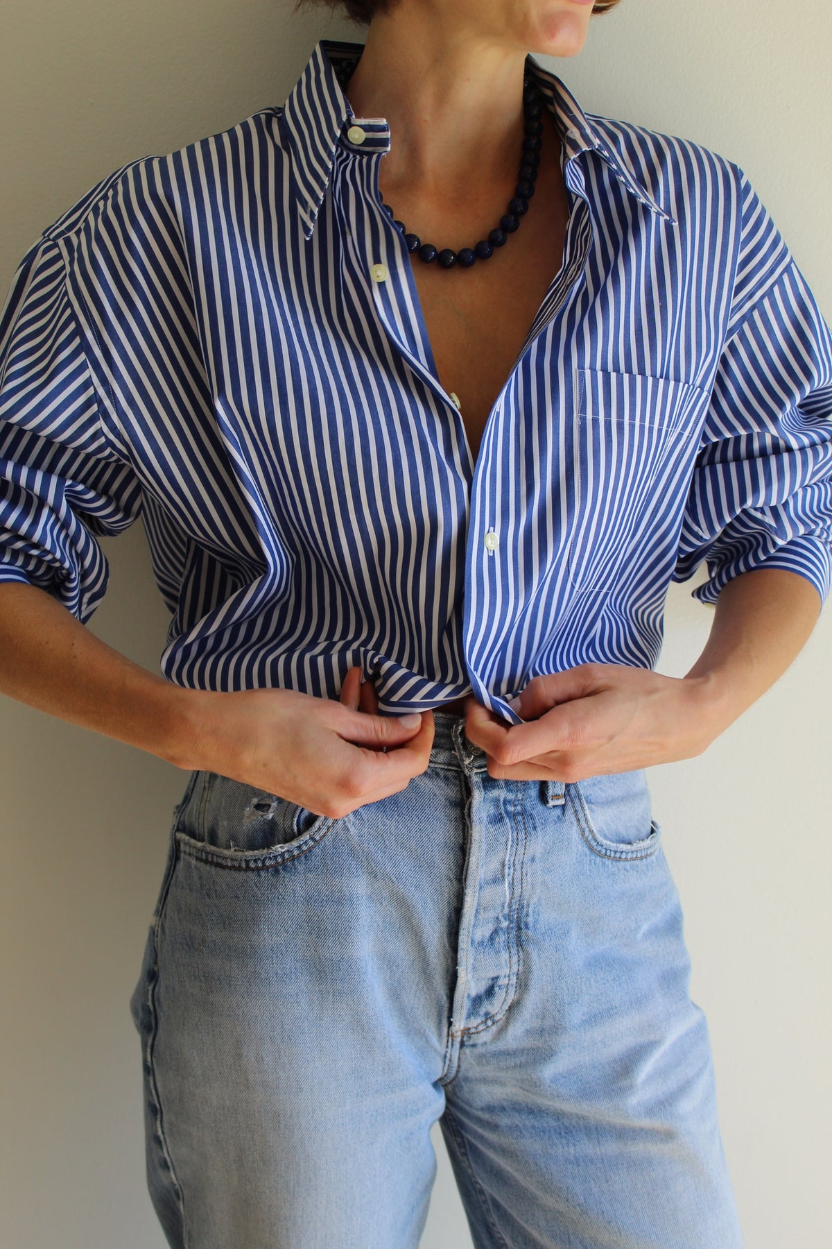 Vintage Bold Ocean Striped Button Down