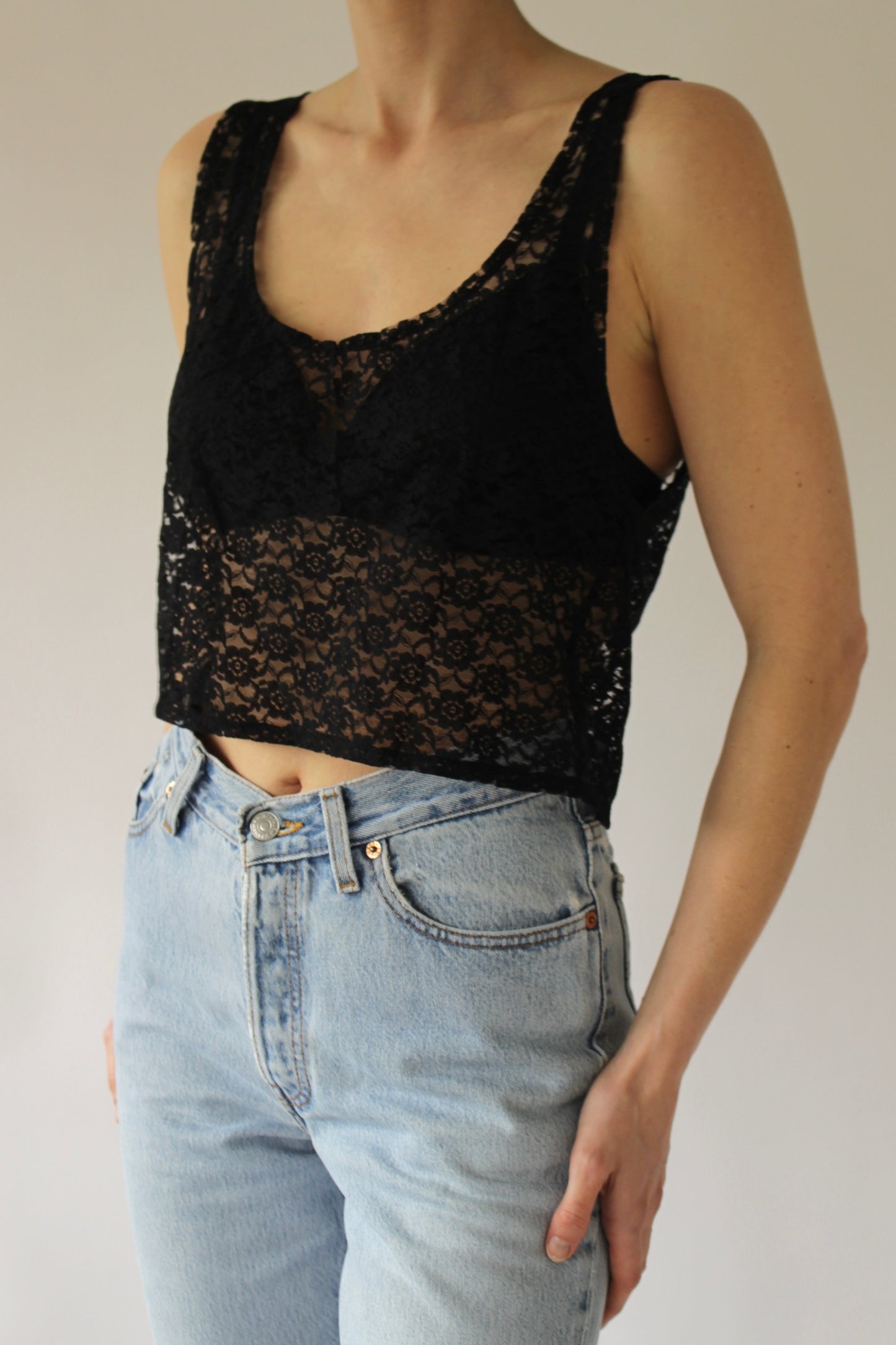 90s Caviar Cropped Lace Tank