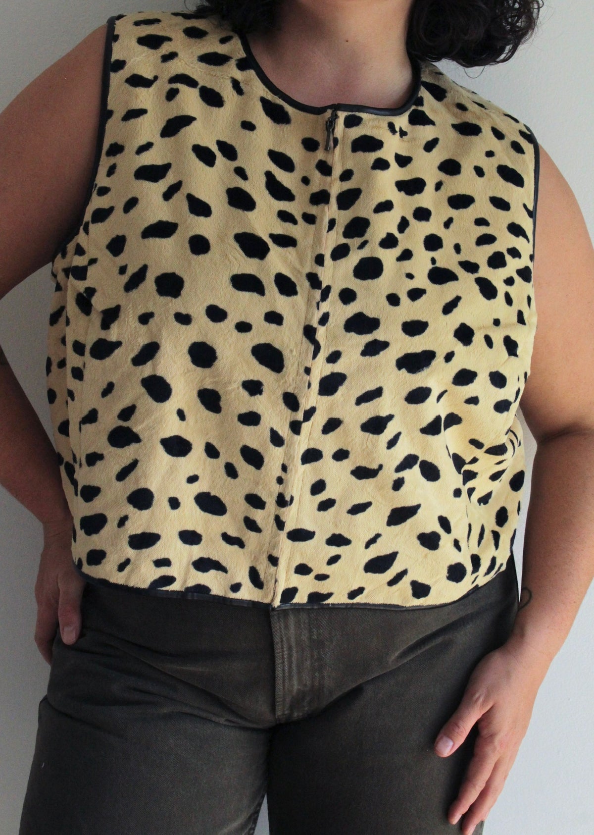 Vintage Animal Print Zip Vest