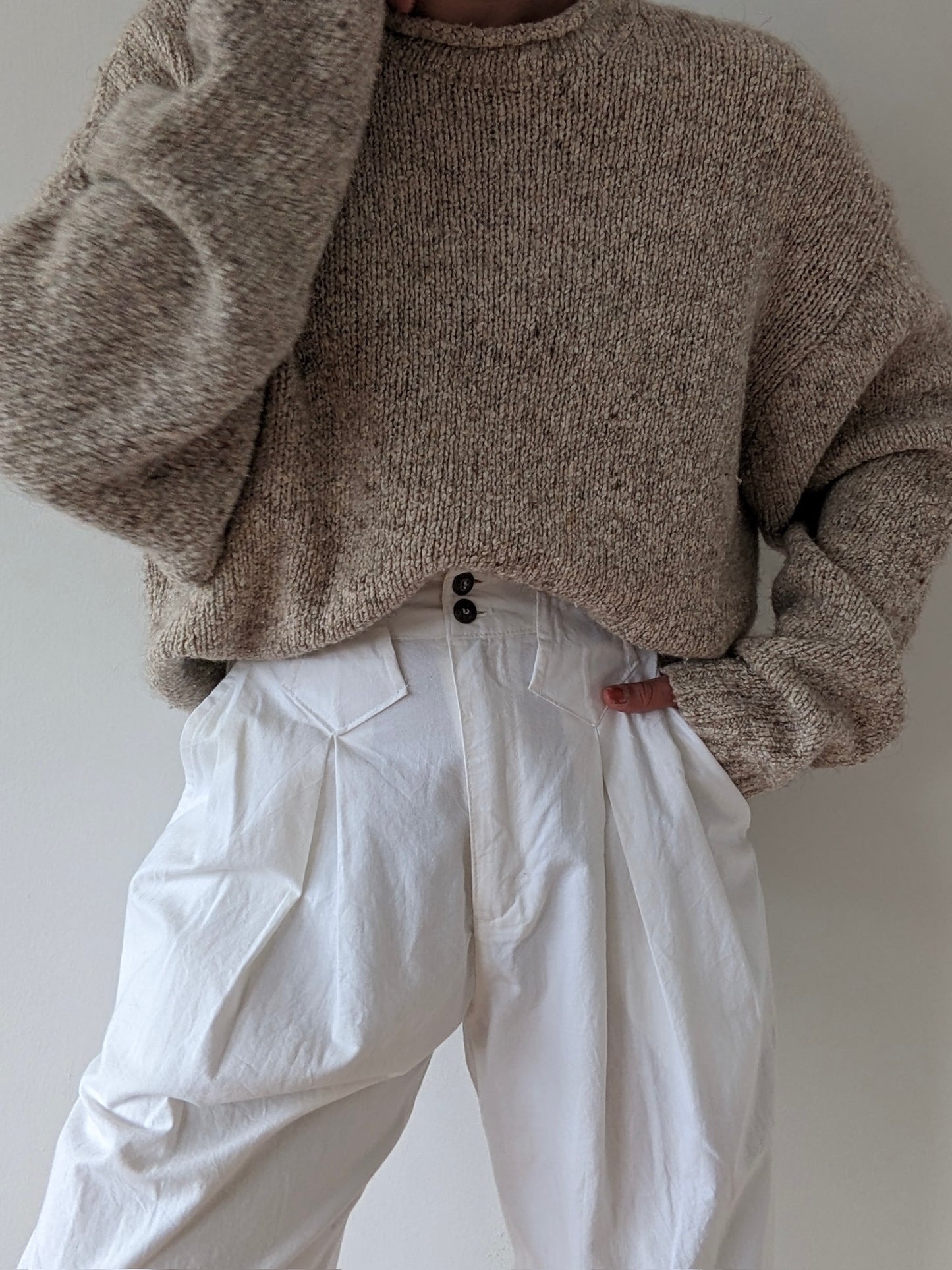 Vintage Oat Wool & Silk Roll Neck Sweater