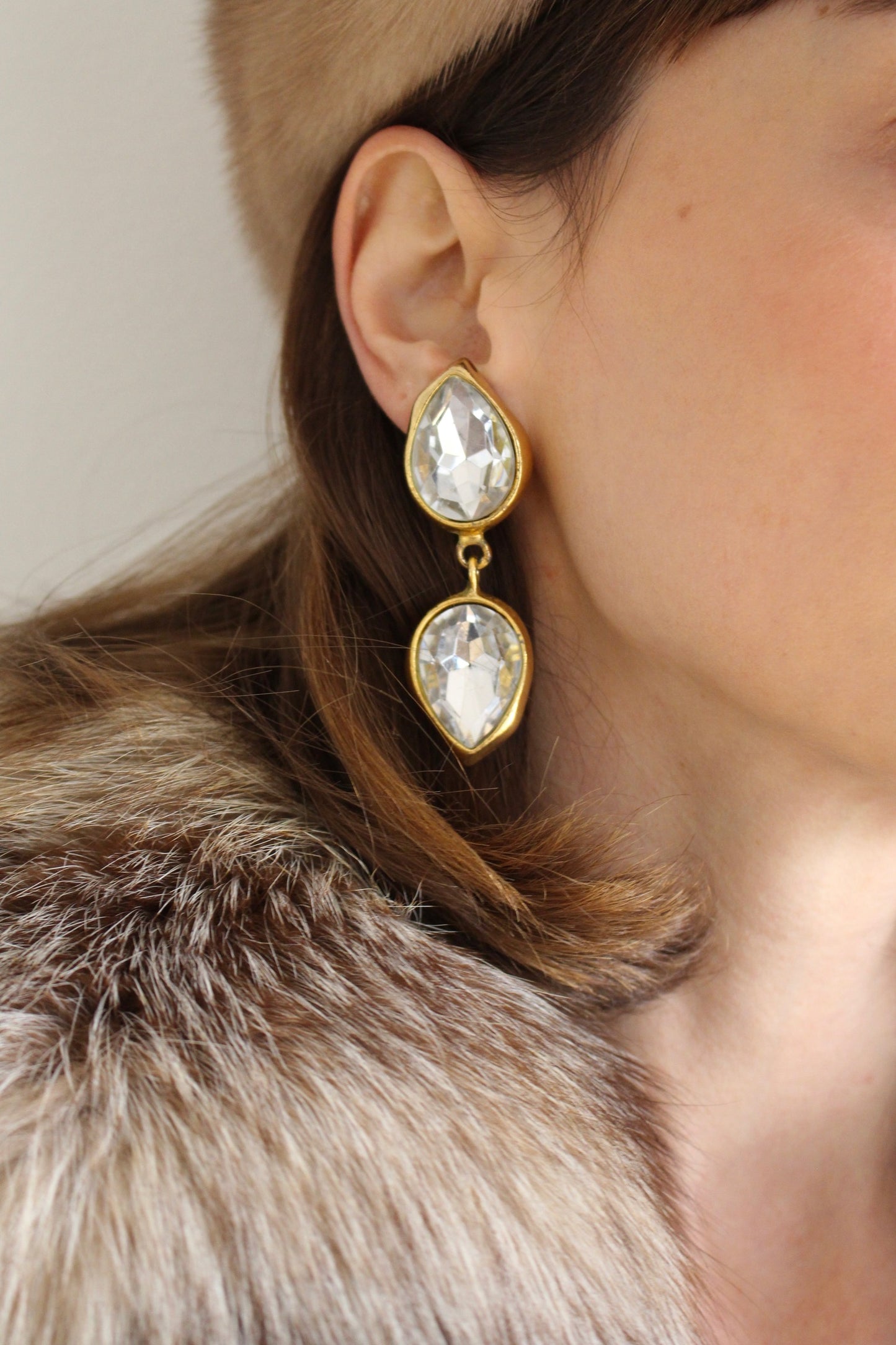 Statement Vintage Foiled Rhinestone Drop Earrings