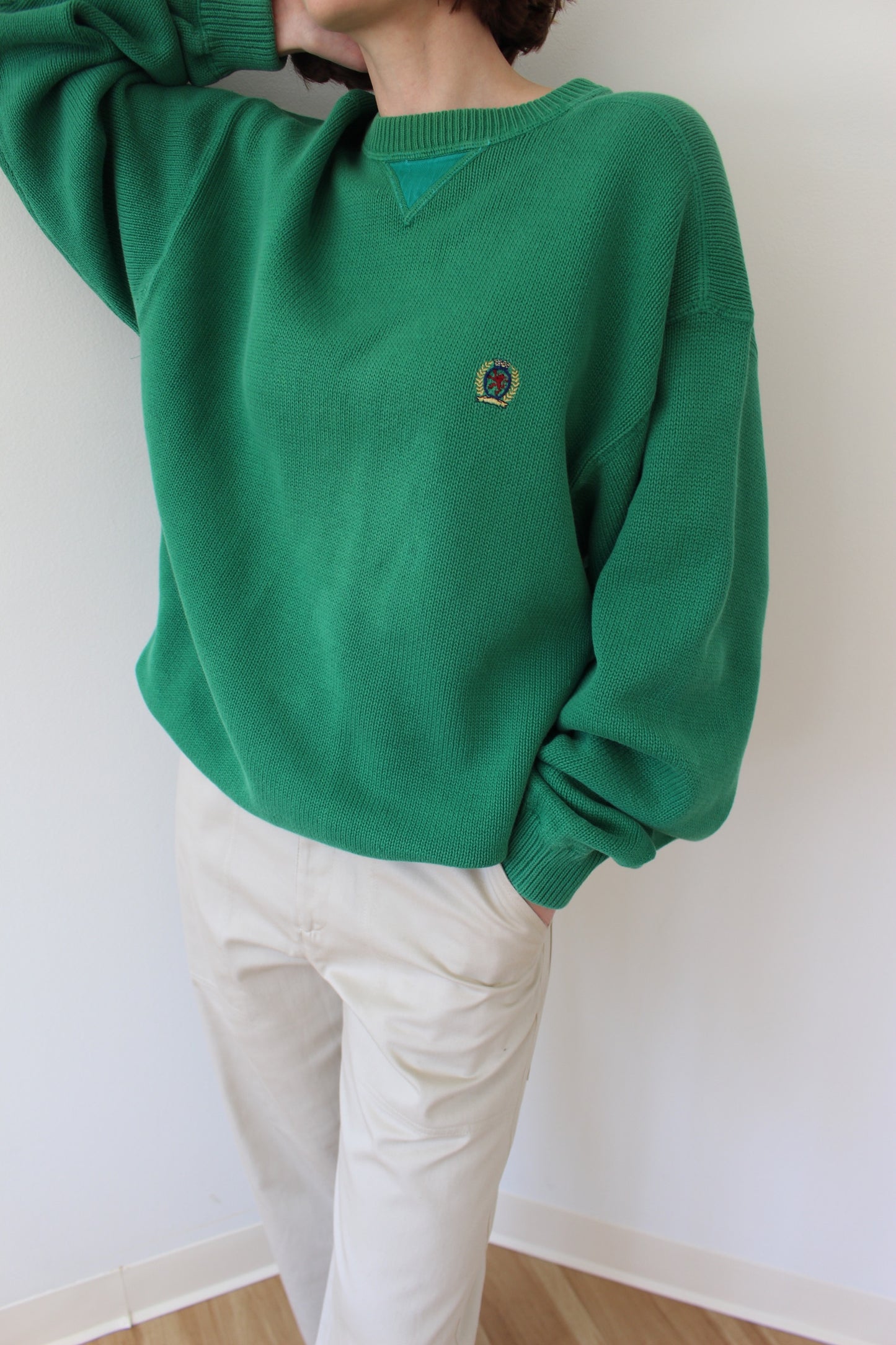 90s Tommy Hilfiger Lime Cotton Sweater