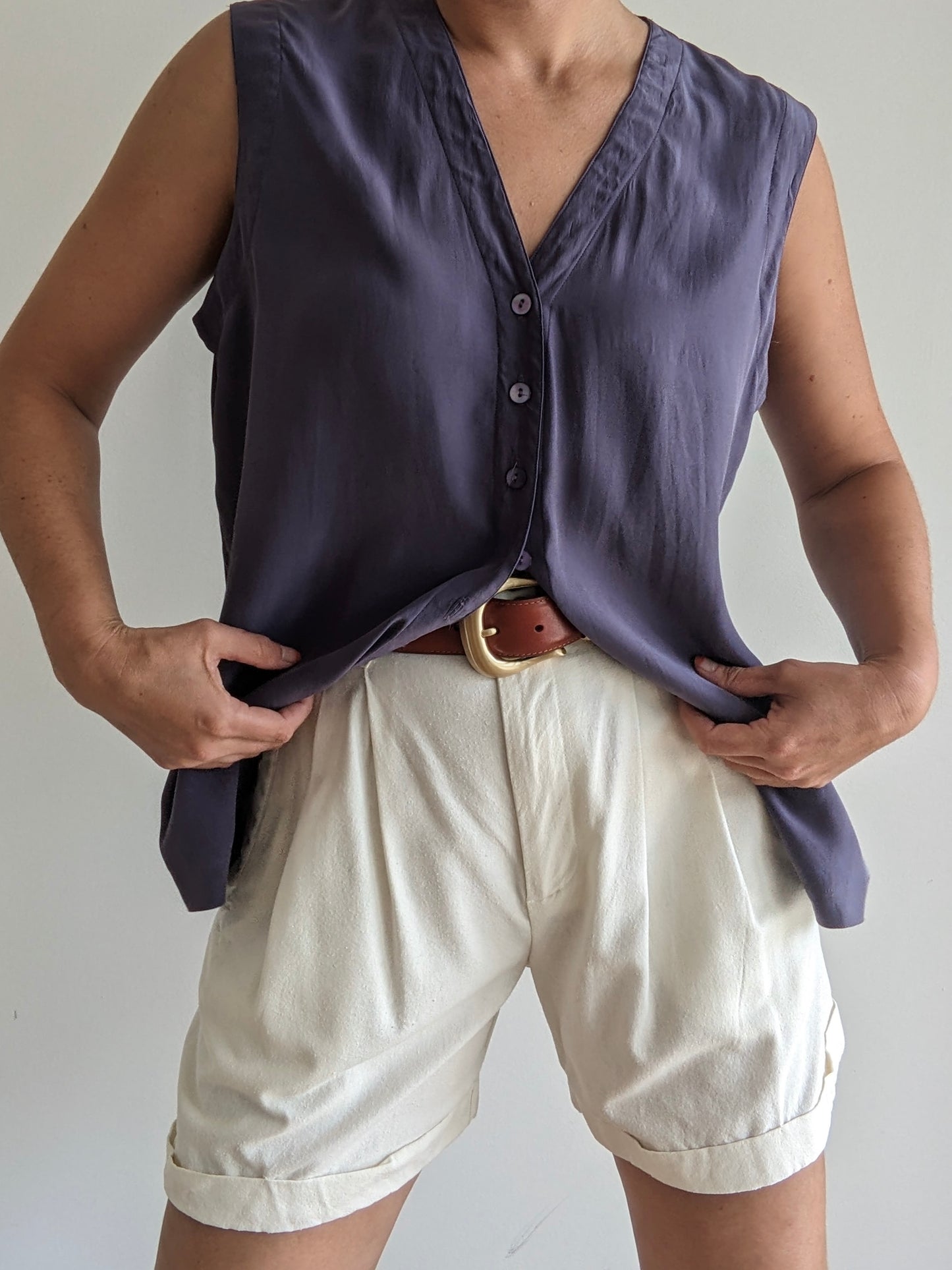 Vintage Eileen Fisher Plum Silk Vest