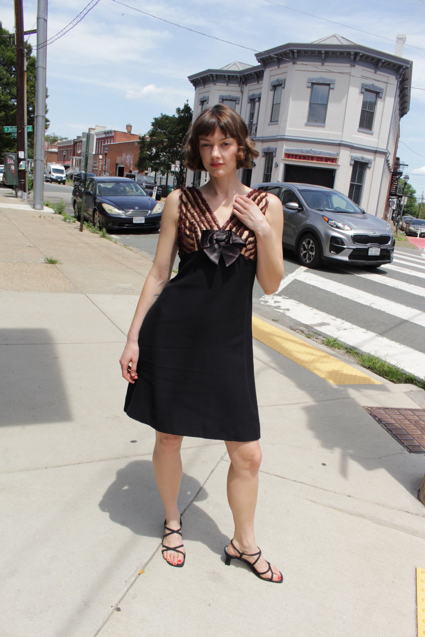 Beautiful 1960s Lace & Bow Accented Dress