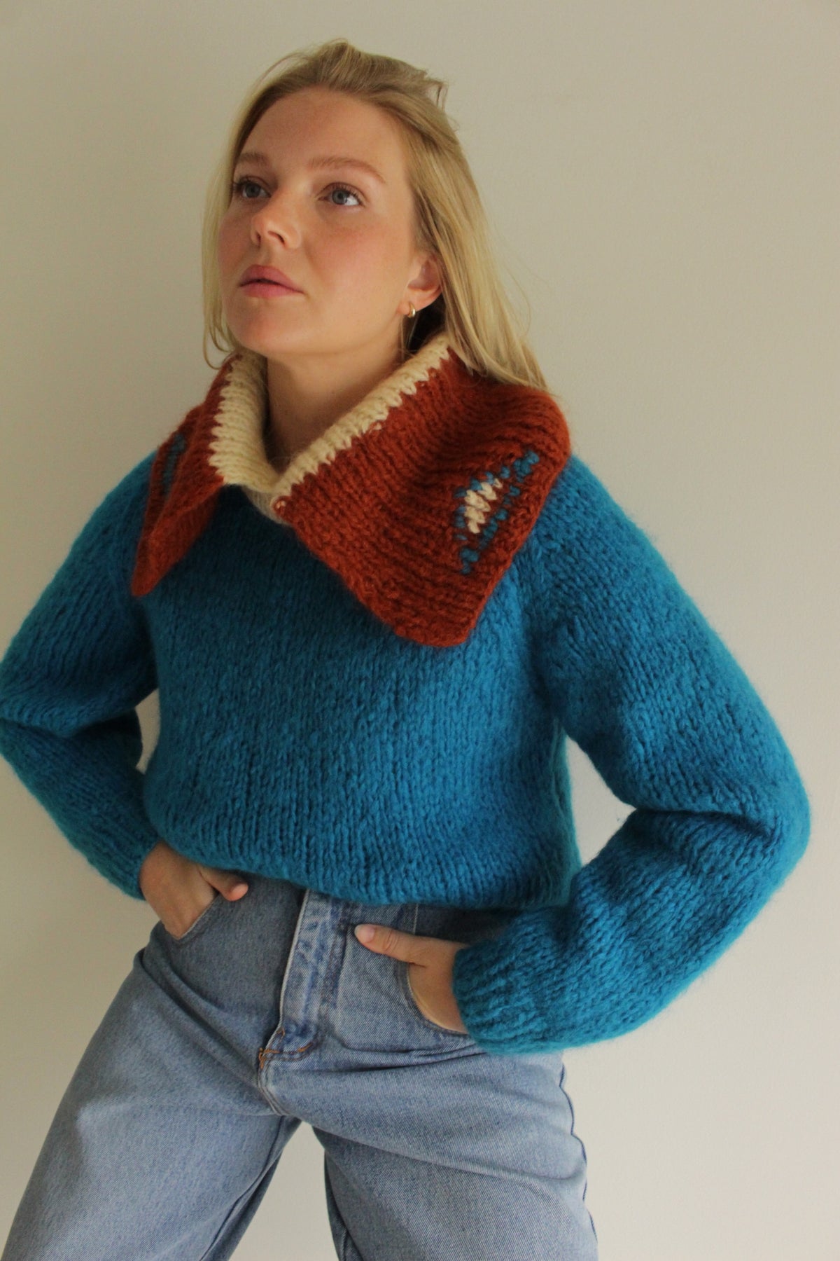 Vintage Italian Mohair Statement Collar Sweater