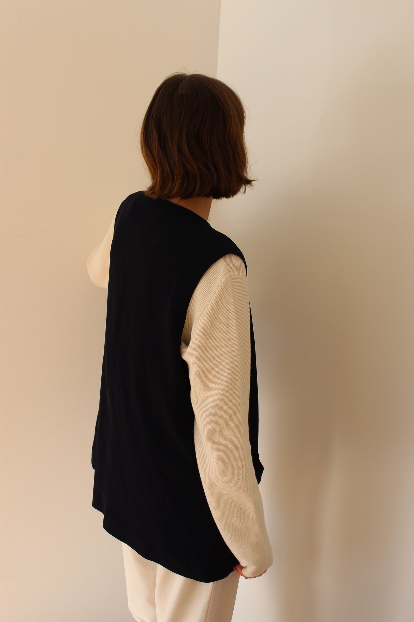 Vintage DKNY Ribbed Midnight Silk Button Vest