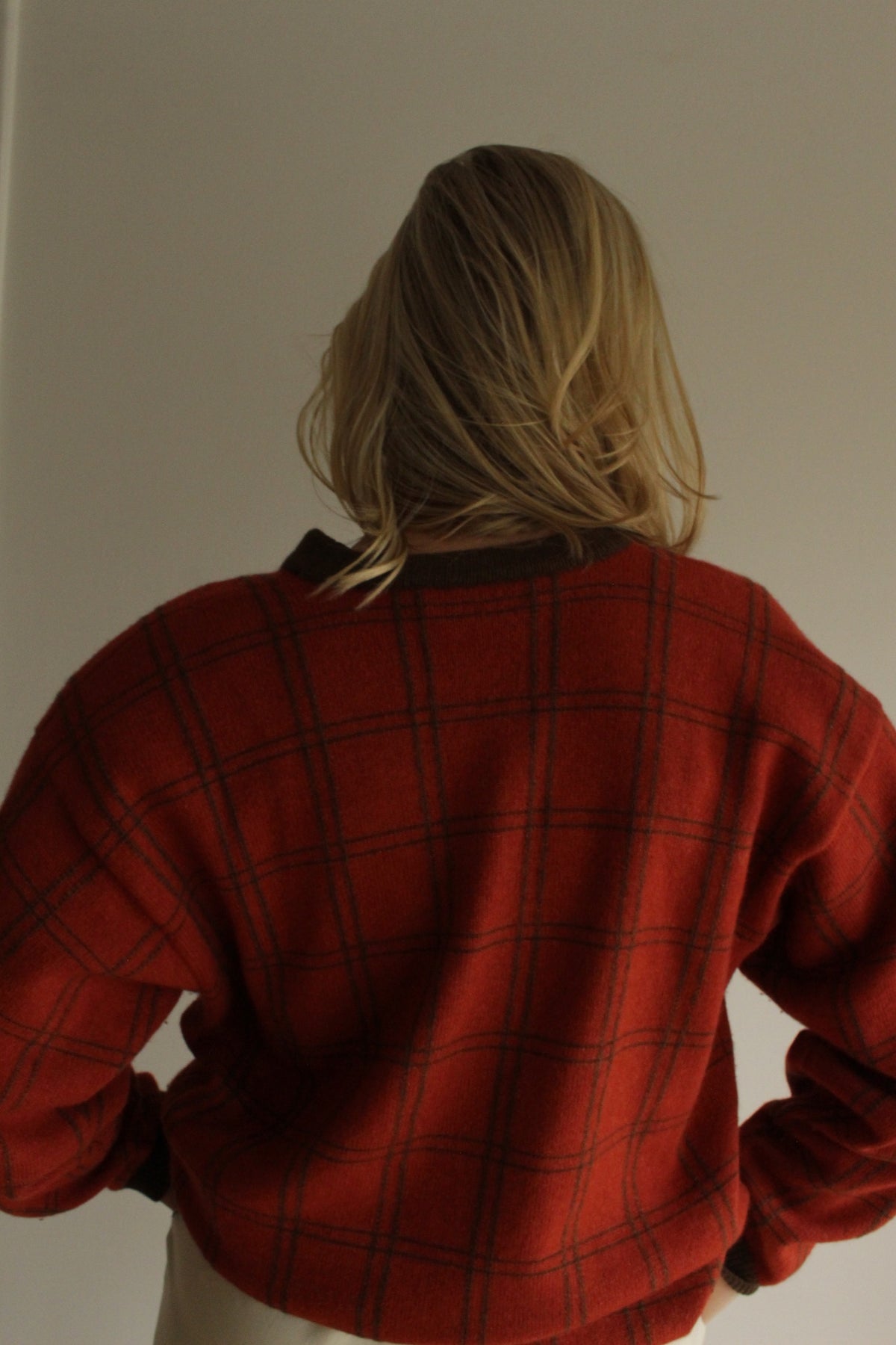 Vintage Calvin Klein Wool, Silk & Angora Grid Knit Cardigan