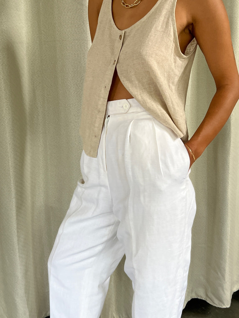 Vintage Cloud Woven Linen Trouser