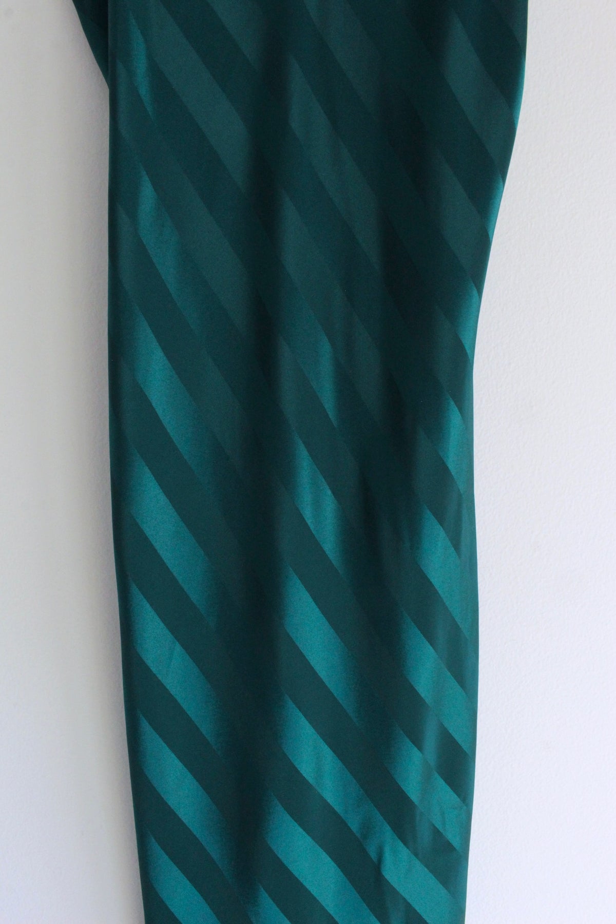 Striking 90s Emerald Satin Striped Slip Dress