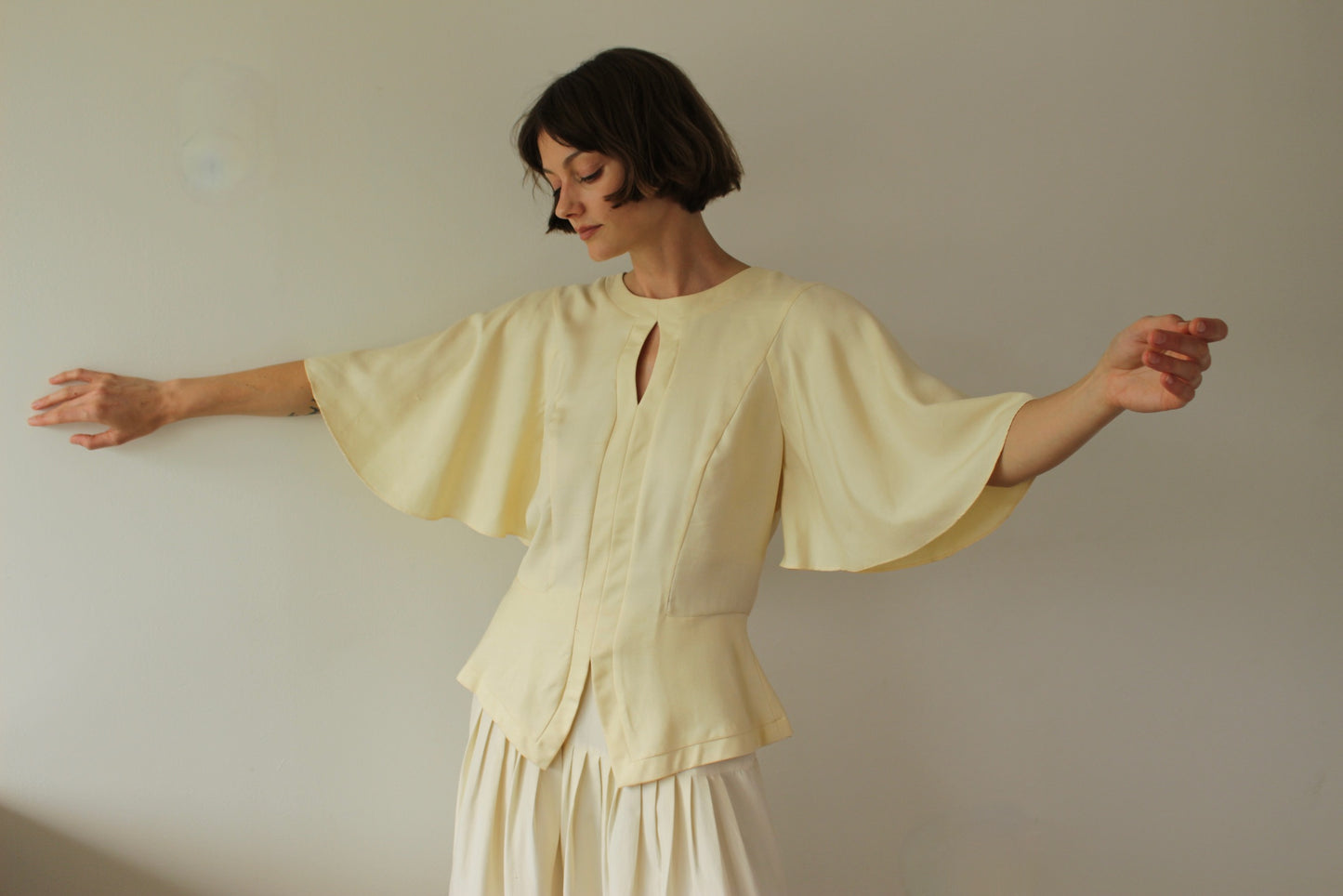 Incredible Vintage Buttercream Silk Blouse