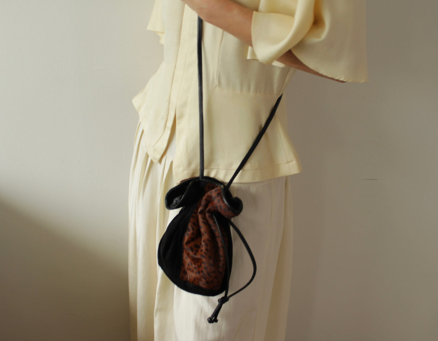 Vintage Suede & Printed Calf Hair Bucket Bag