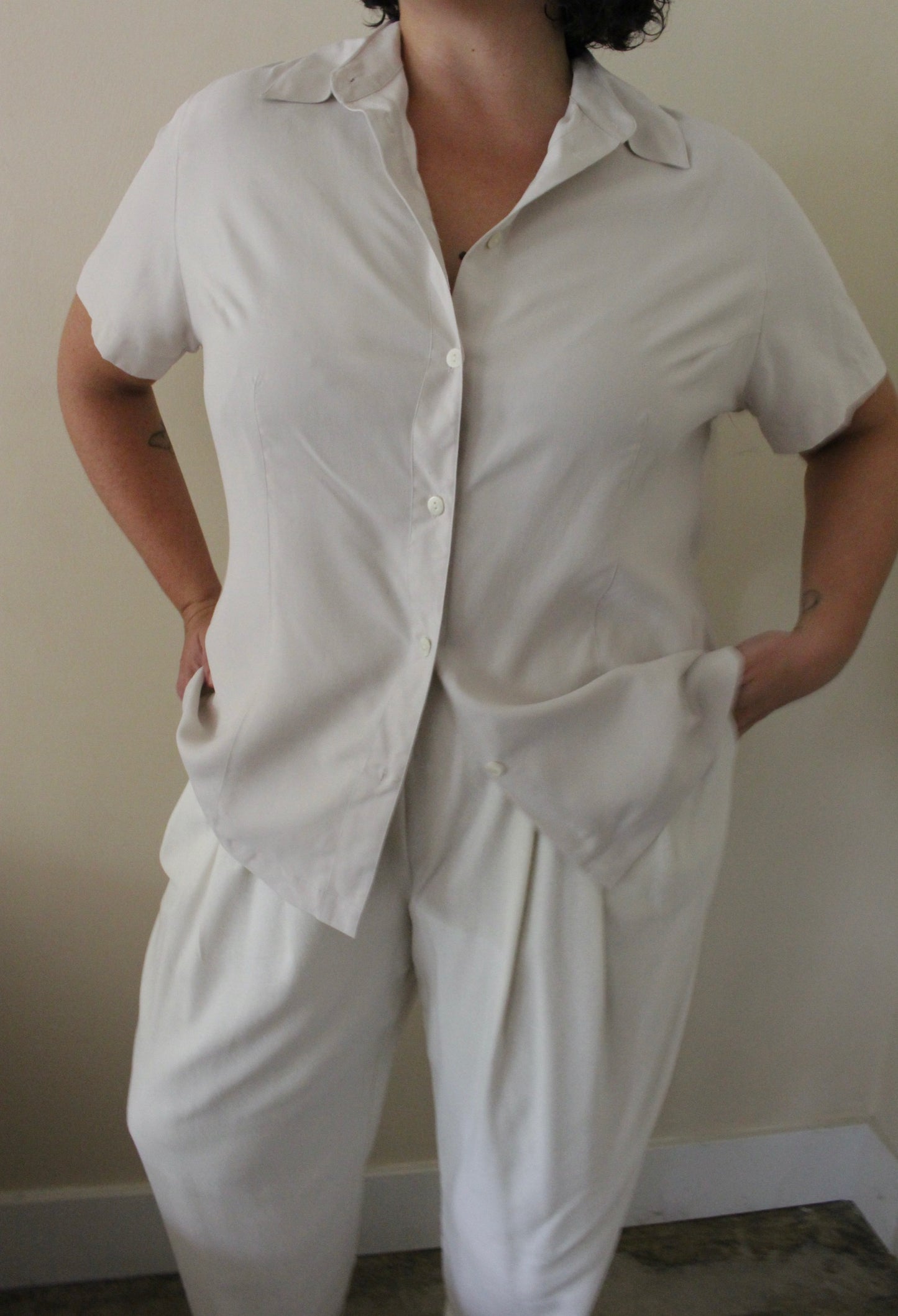 Vintage Ecru Silk Blouse