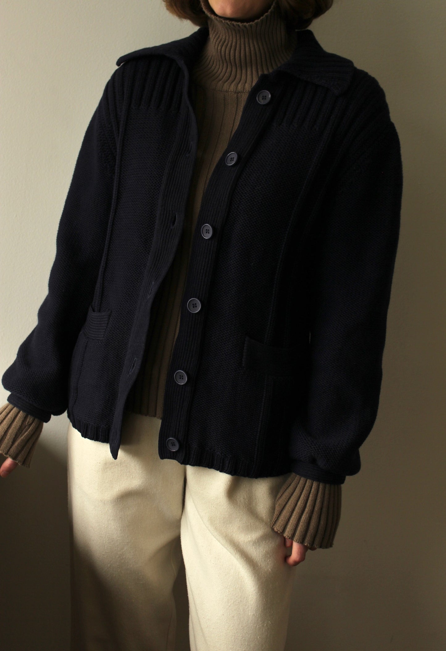 Vintage Jaegar Navy Wool Cardigan