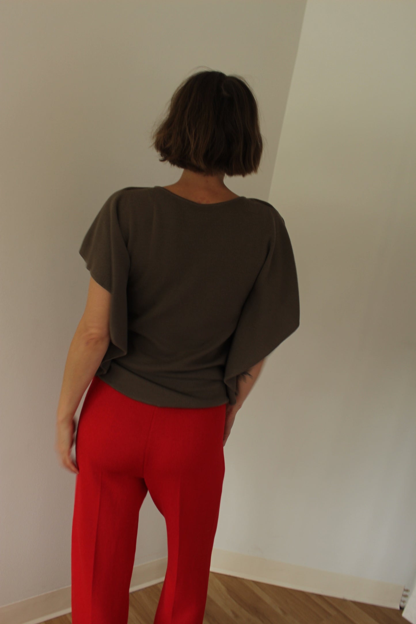 Vintage Moss Fine Knit Wool Cape Top