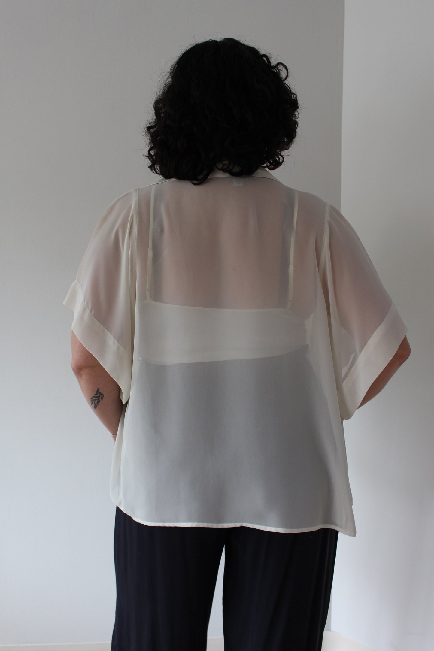90s Cream Sheer Blouse & Tank Set