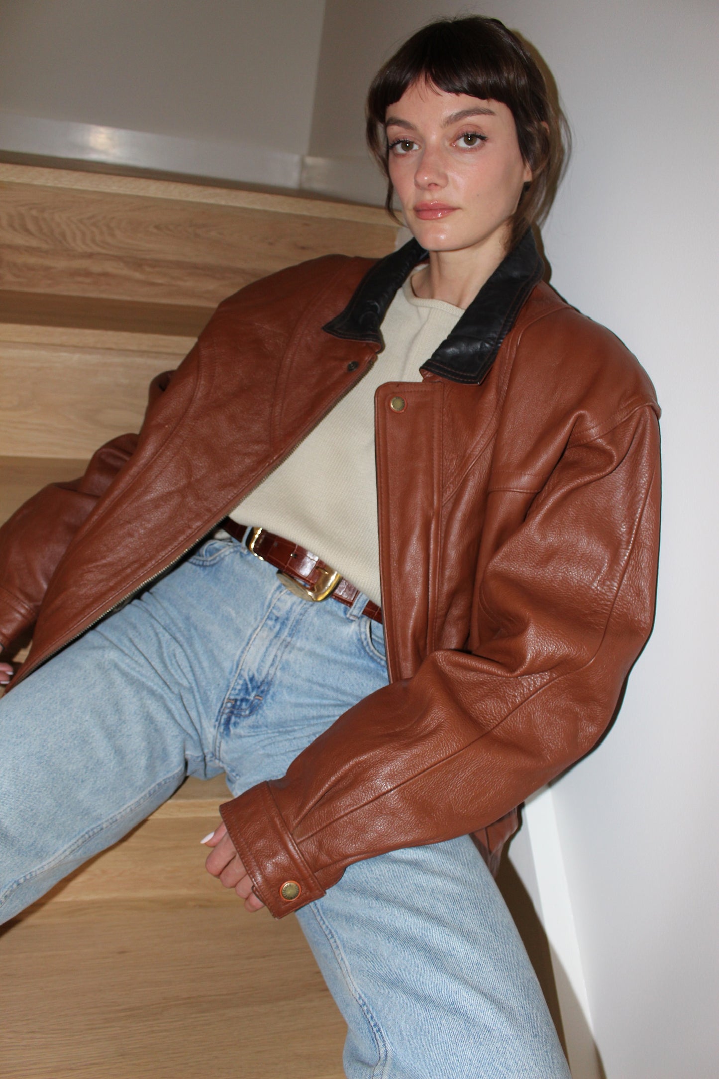 Vintage Padded Two-Toned Leather Bomber