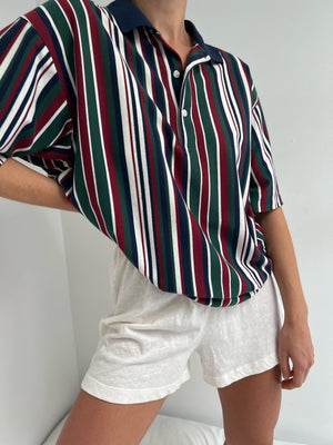 Vintage Bold Striped Short Sleeve Polo