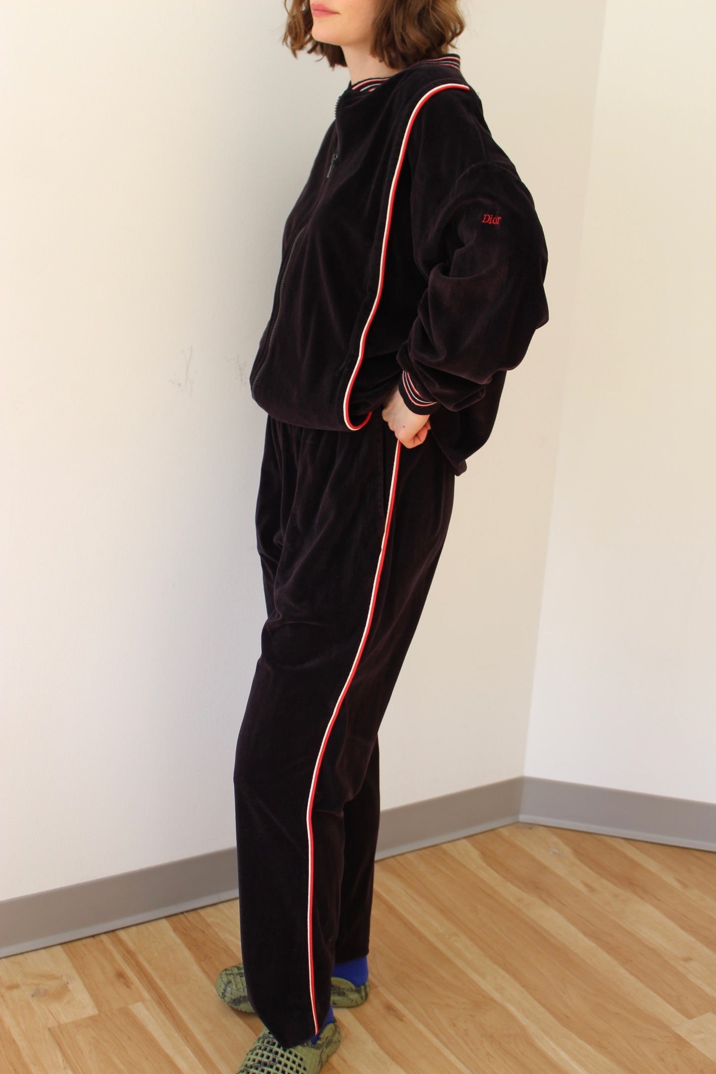 Vintage Christian Dior Jet Black Velour Sweat Set