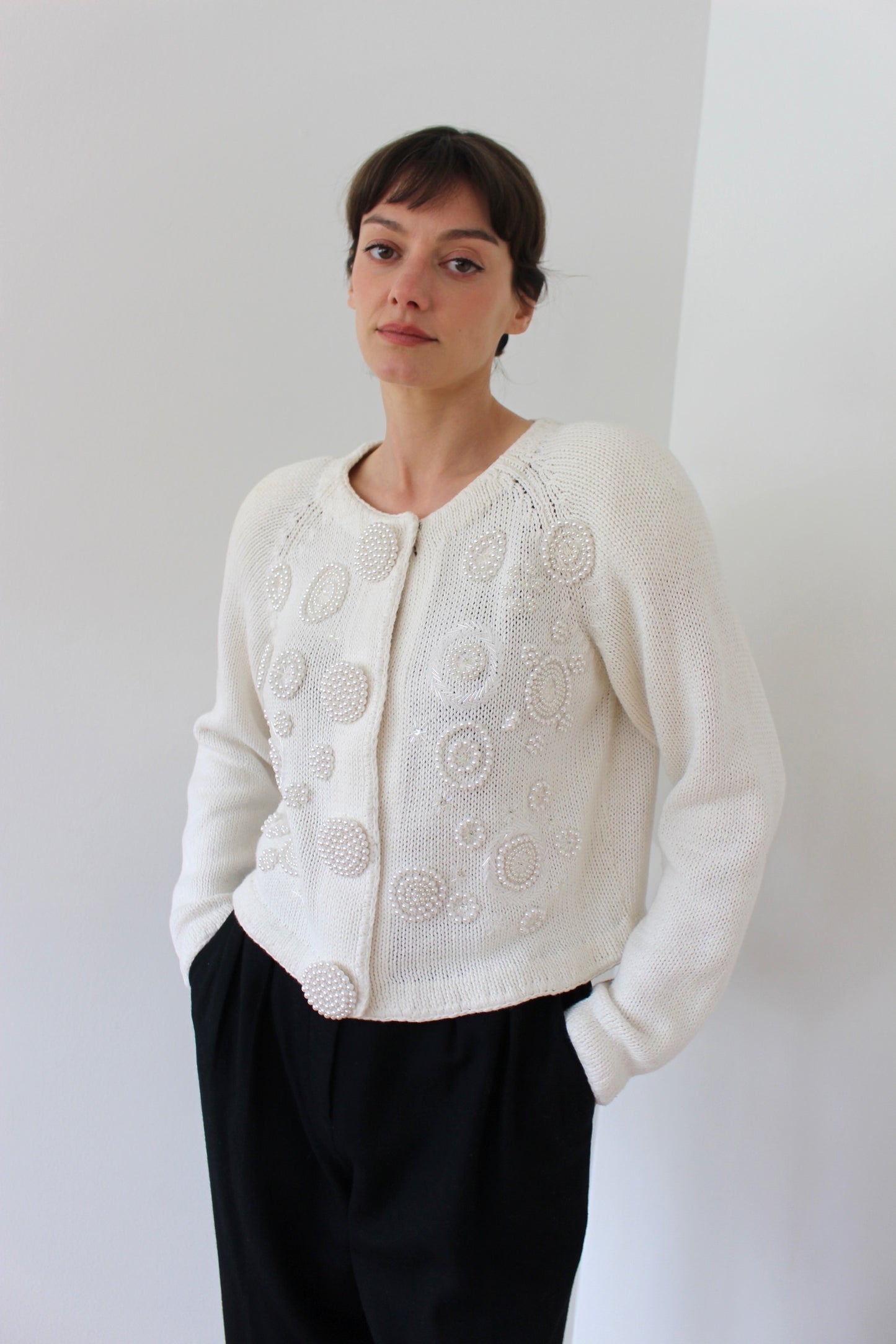 Vintage Embellished Vanilla Cardigan