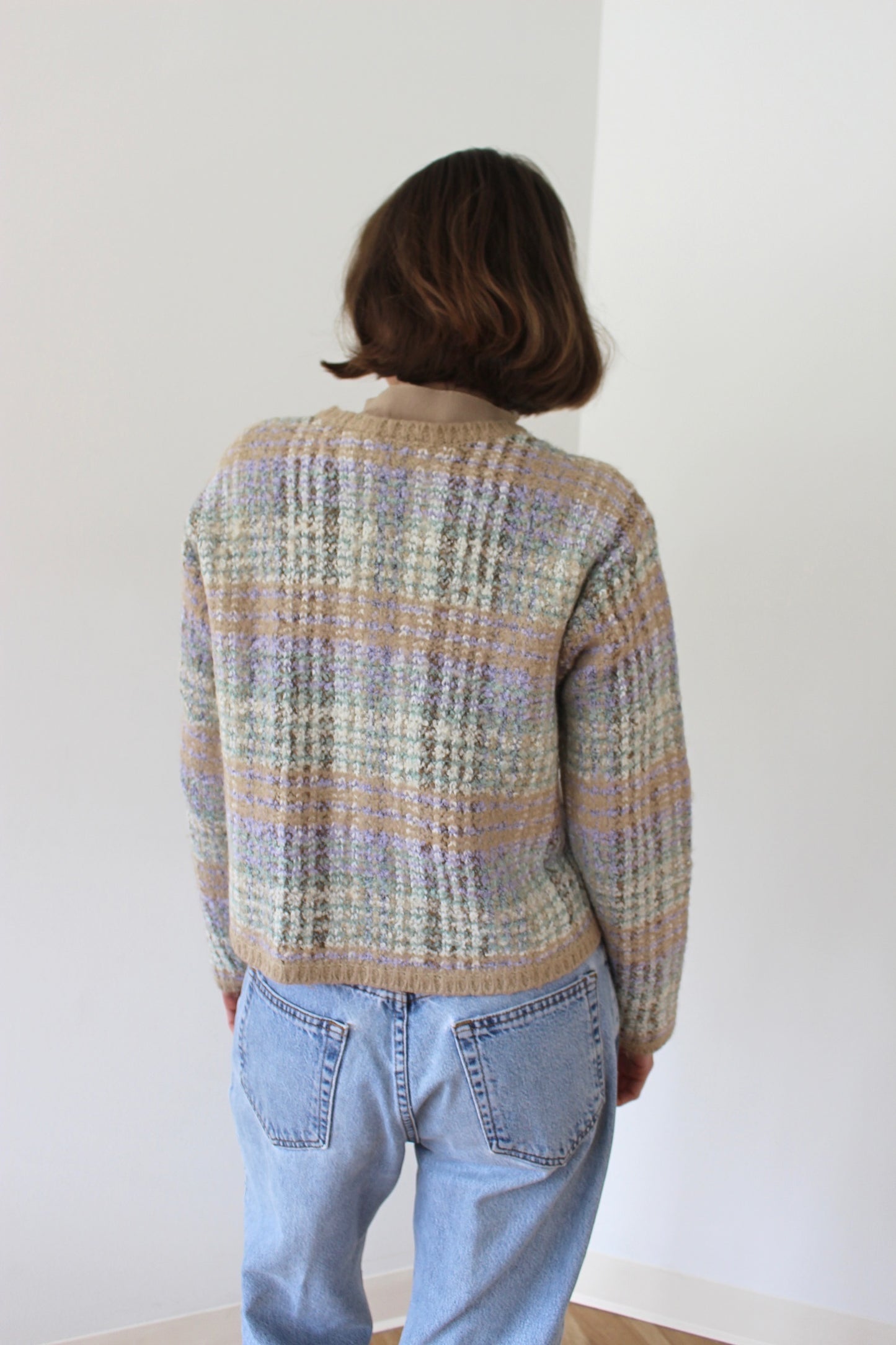 Vintage Pastel Wool Bouclé Cardigan