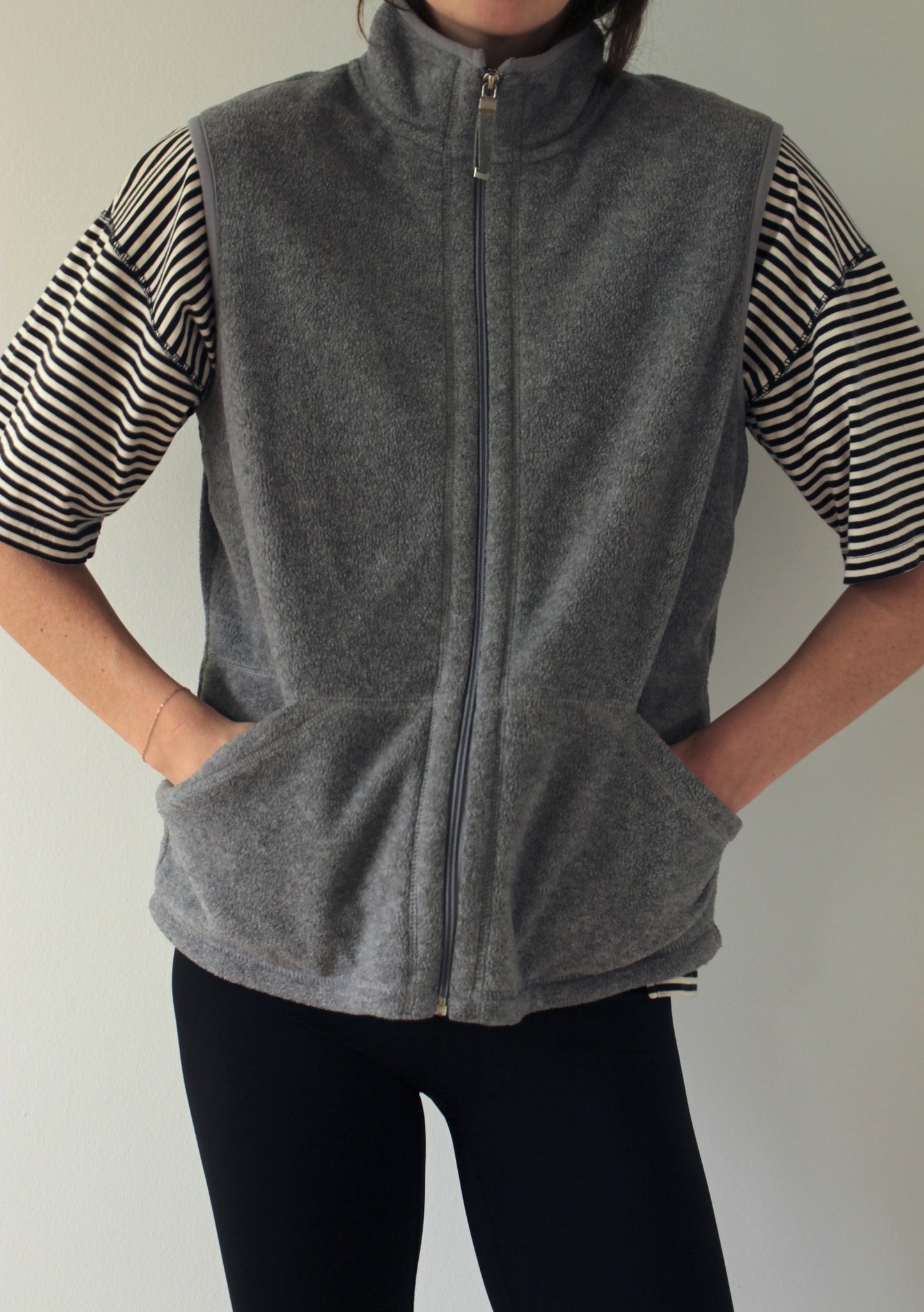 Vintage Dove Grey Fleece Vest