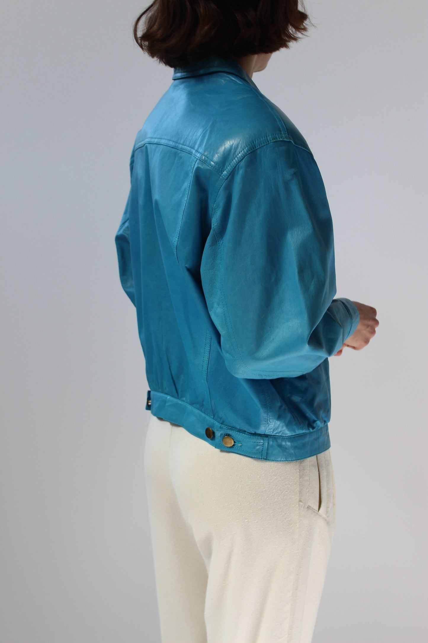 Vintage Aqua Leather Jacket