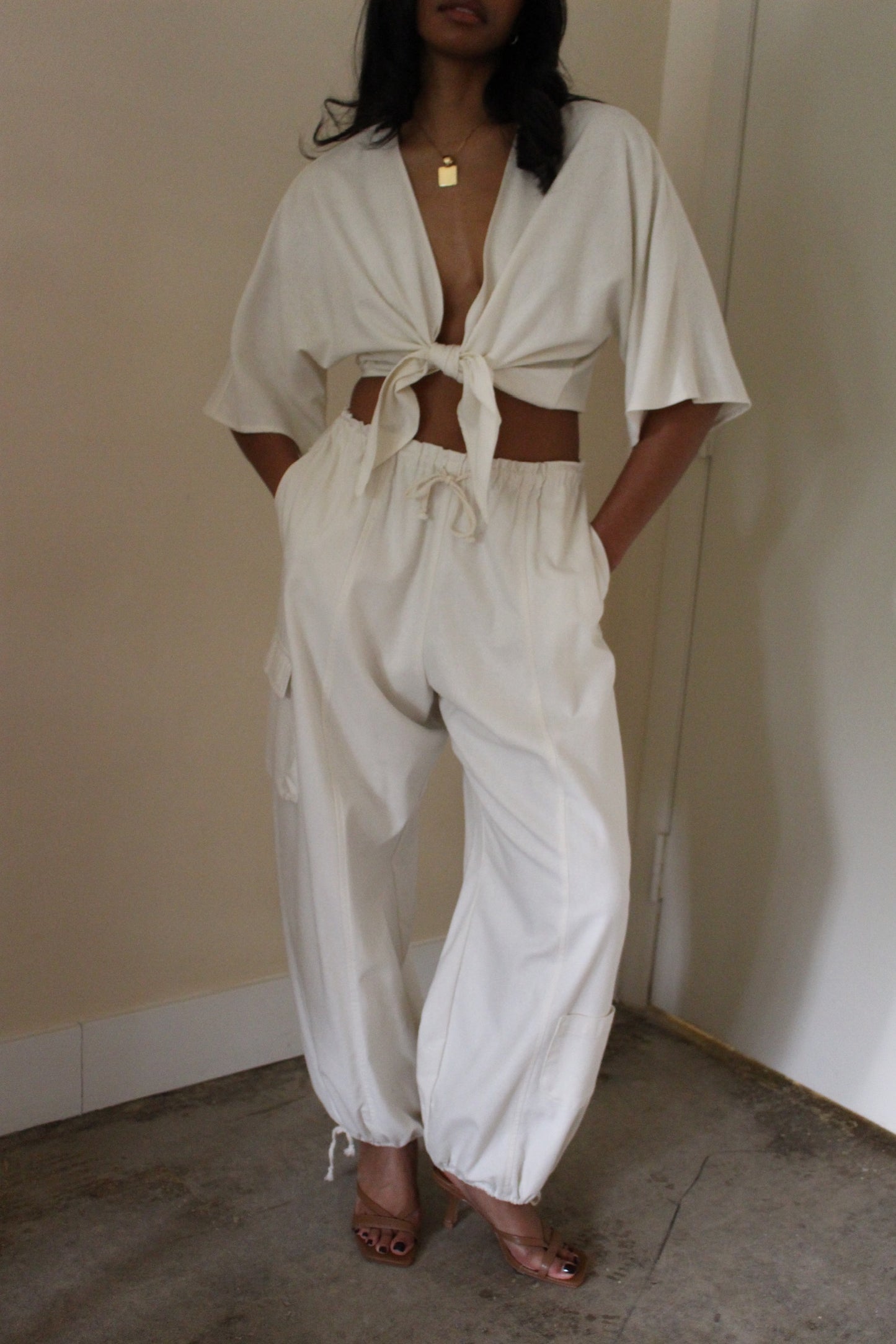 Bobbie Raw Silk Tie Top