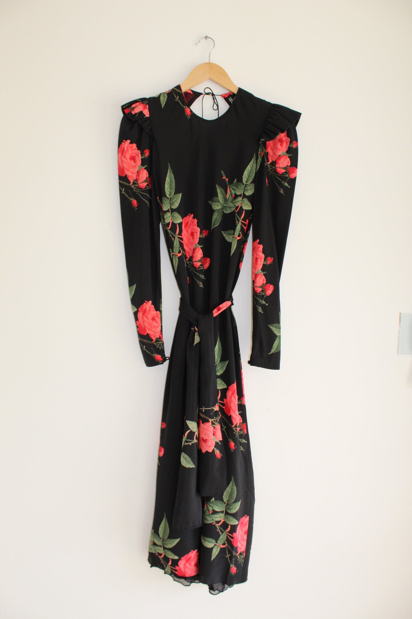 Elegant Vintage Rose Printed Silk Dress