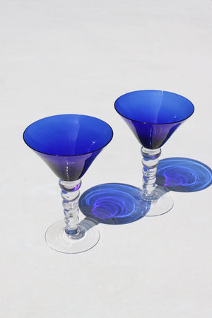 Azure Ball Stem Martini Glasses