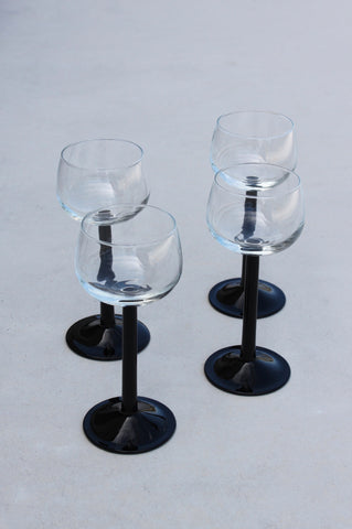 Petite Onyx Stem Glassware / Set of Four